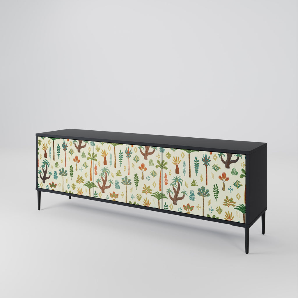 PALM SPRING 3-Door TV Stand in Black Finish