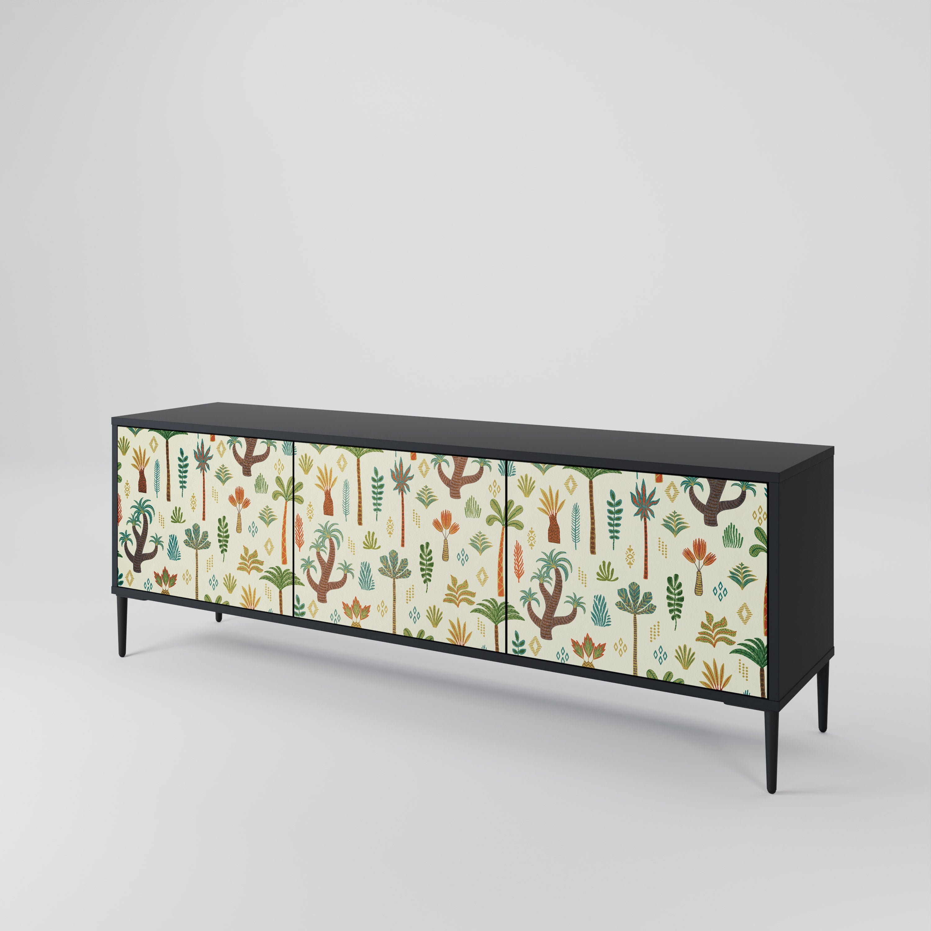 Meuble TV 3 portes PALM SPRING finition noire