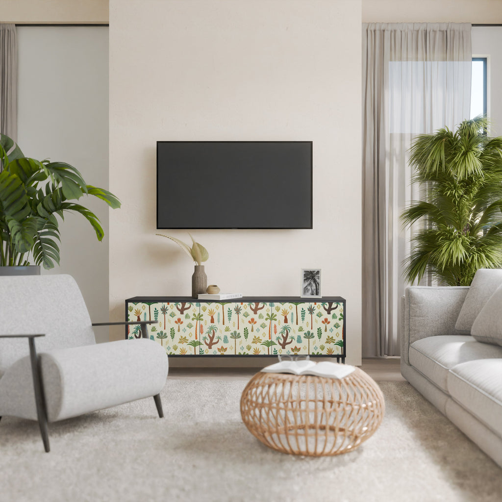 PALM SPRING 3-Door TV Stand in Black Finish