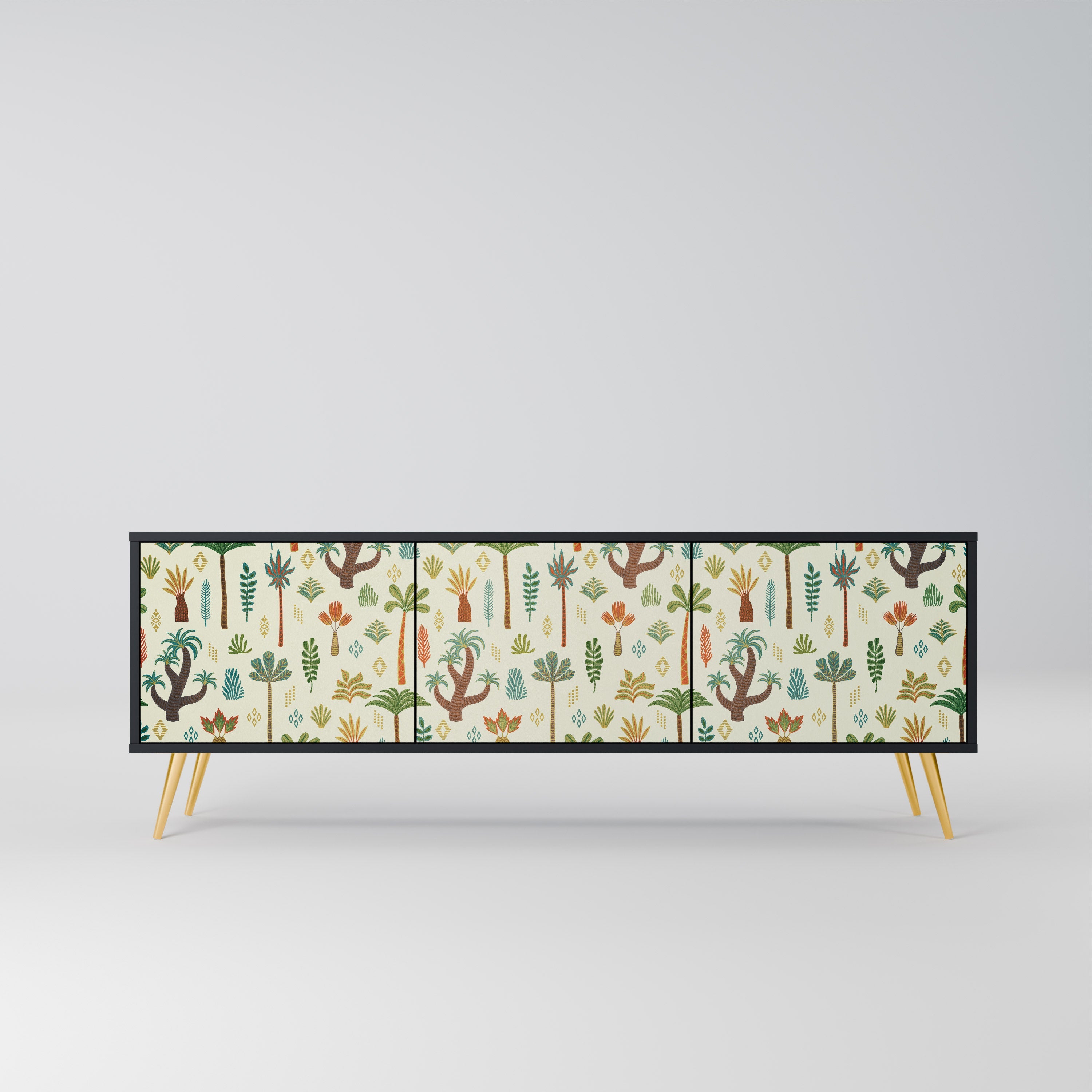 Meuble TV 3 portes PALM SPRING finition noire