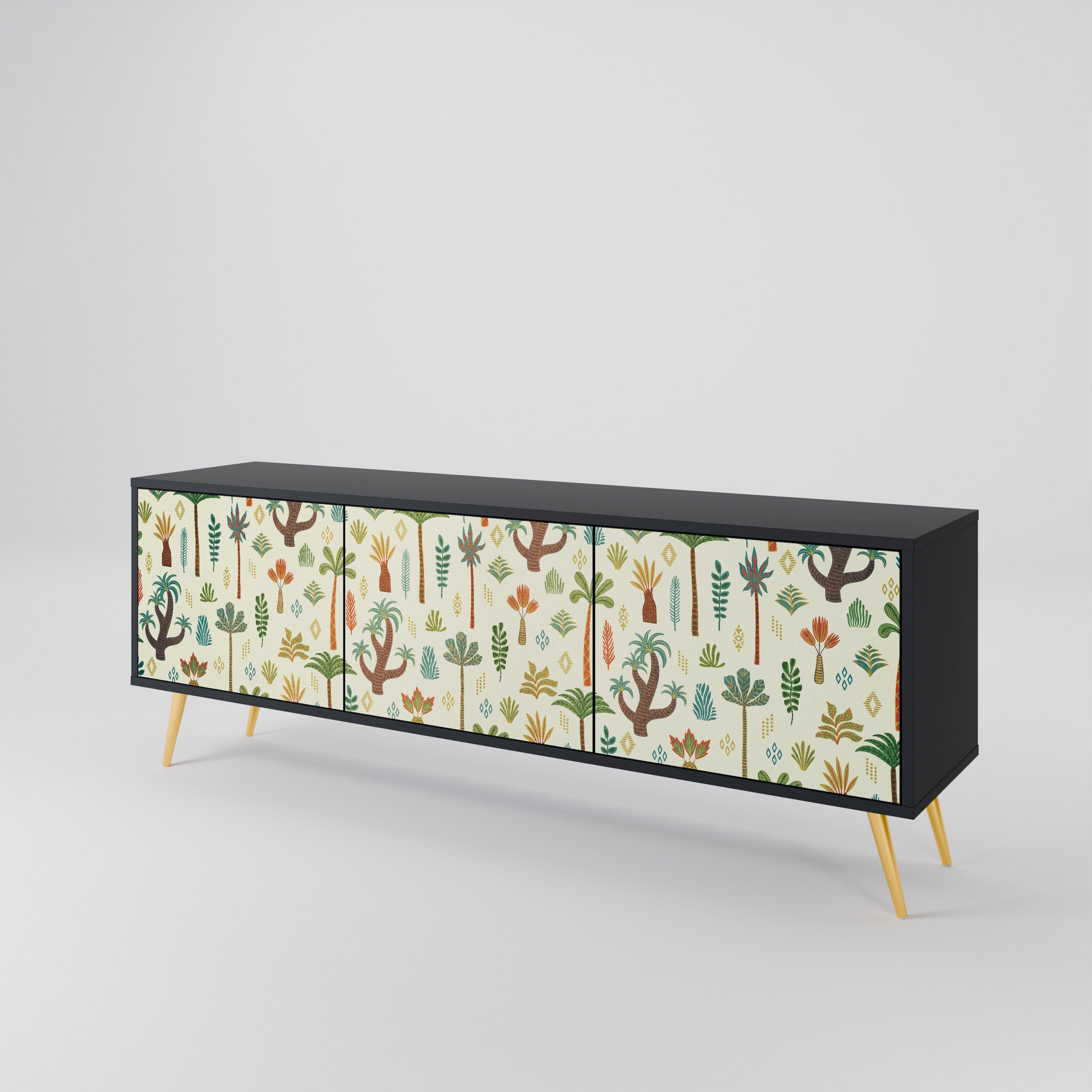 Meuble TV 3 portes PALM SPRING finition noire