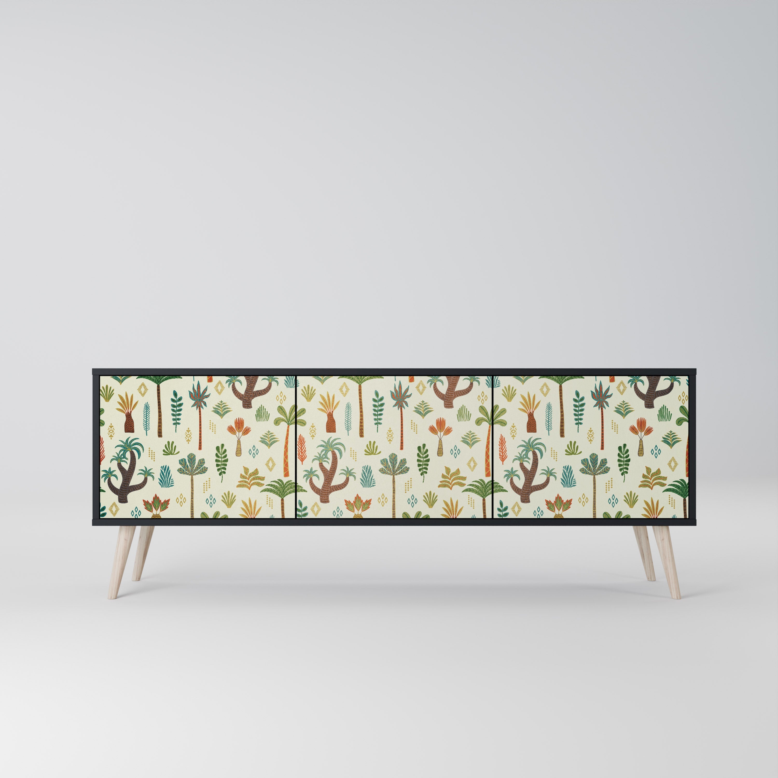 Meuble TV 3 portes PALM SPRING finition noire