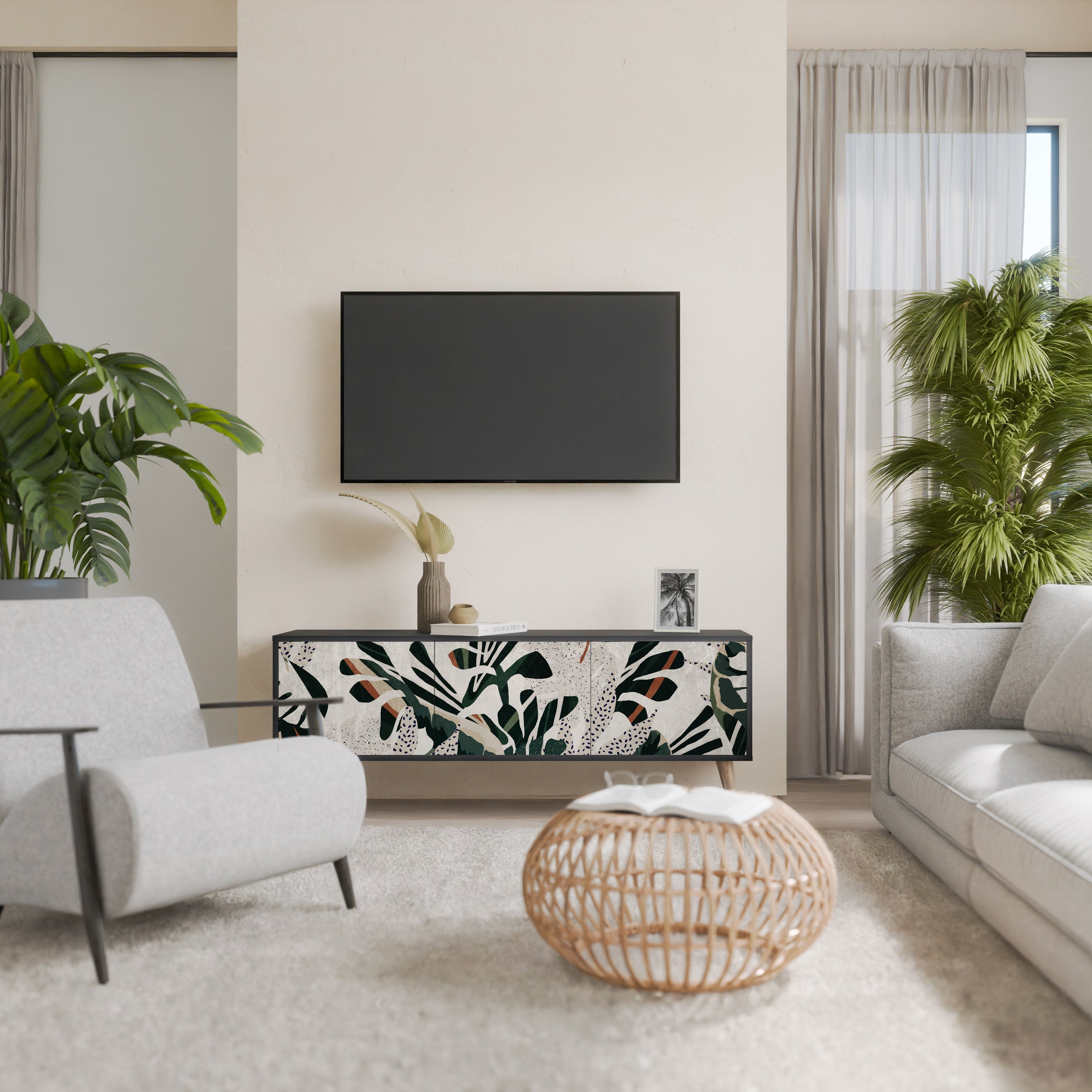 Meuble TV 3 portes VERDURE FORMATION finition noire