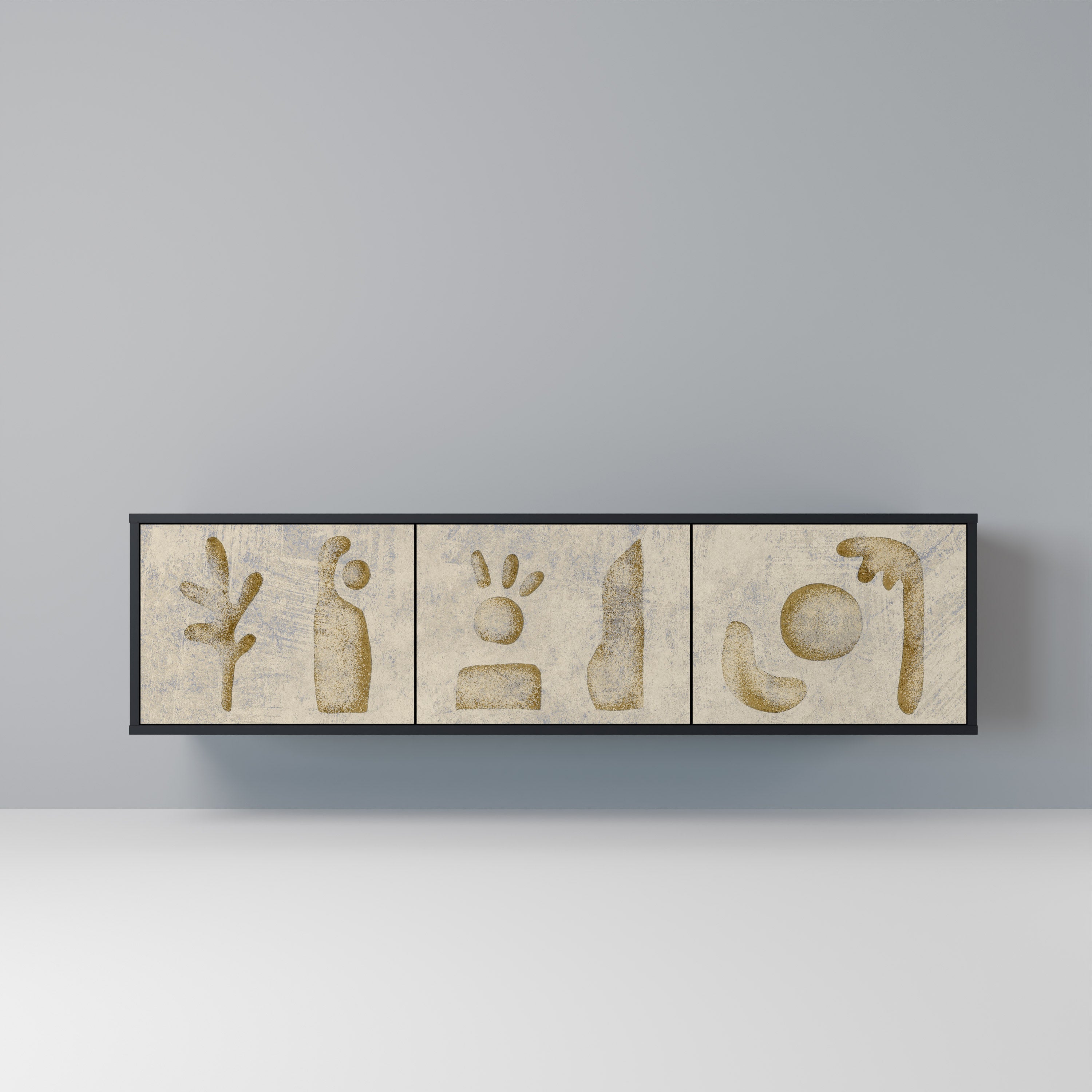 Meuble TV 3 portes SAND SCULPTURES finition noire