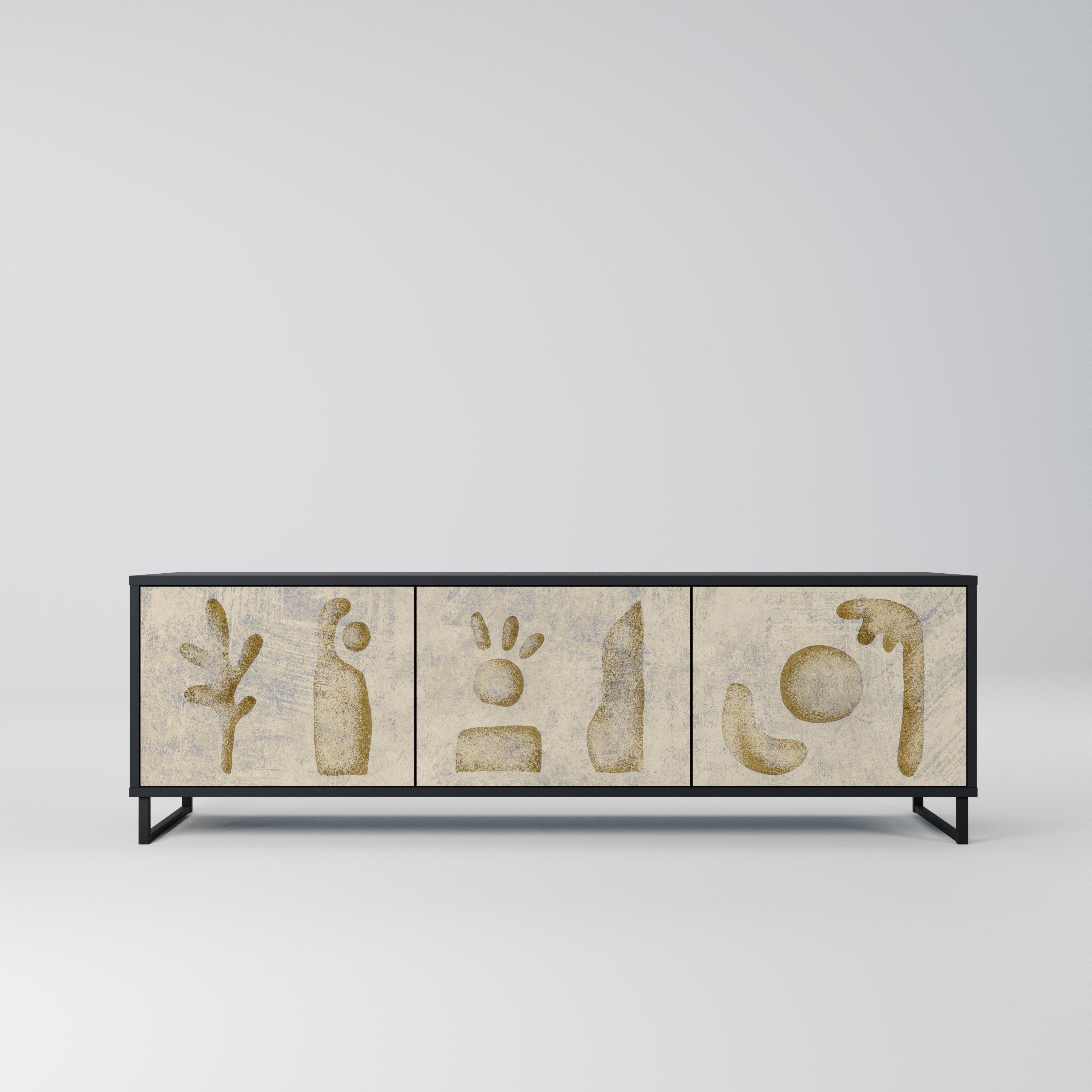 Meuble TV 3 portes SAND SCULPTURES finition noire