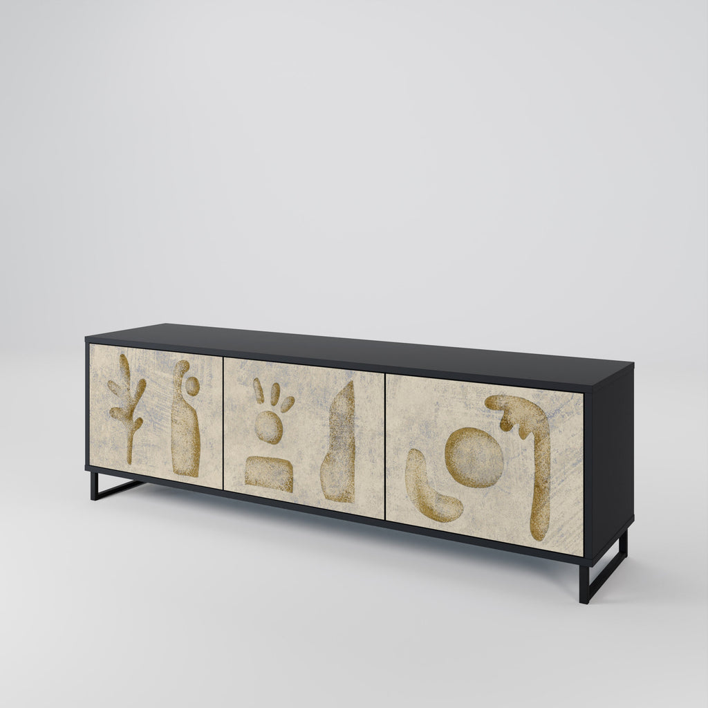 Meuble TV 3 portes SAND SCULPTURES finition noire