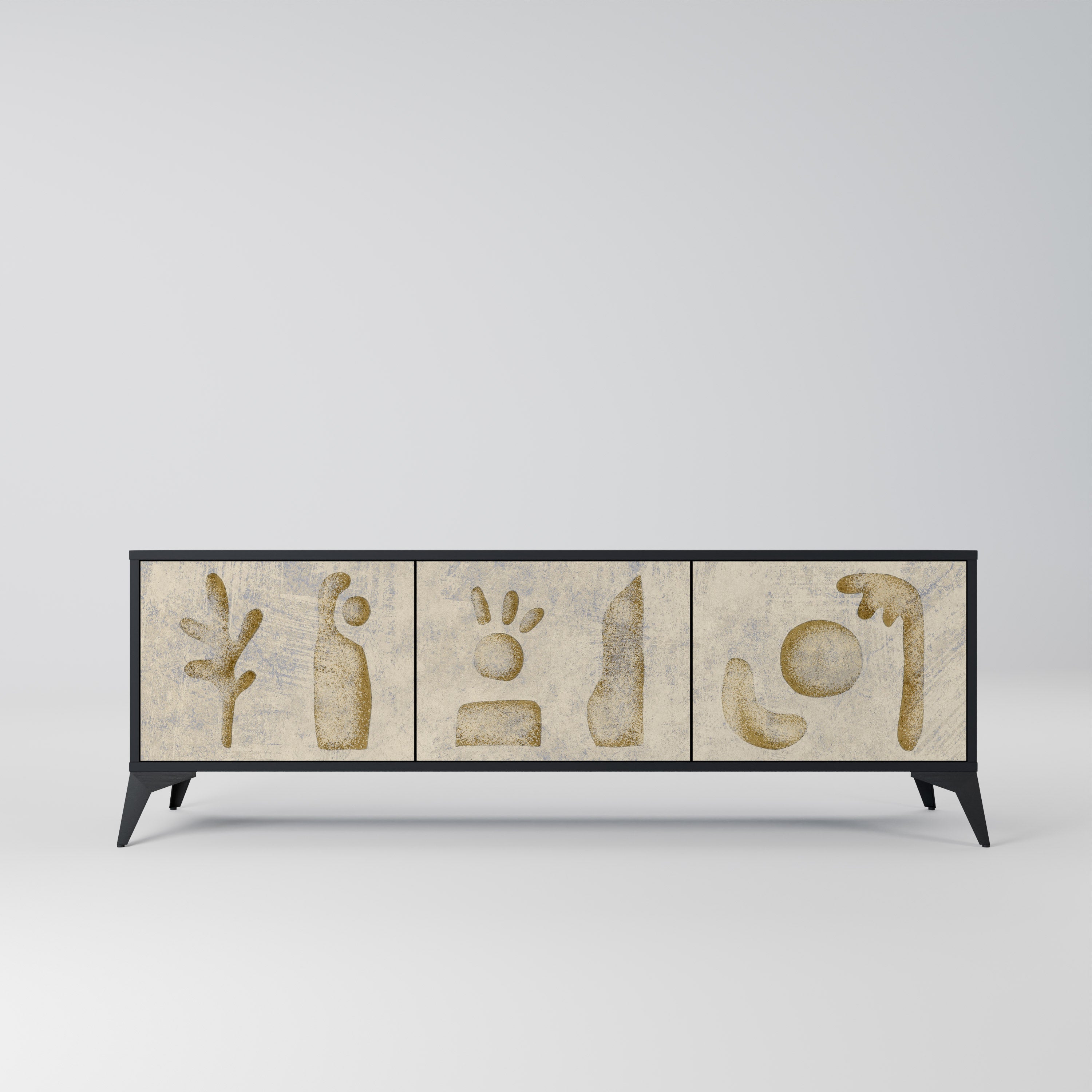 Meuble TV 3 portes SAND SCULPTURES finition noire