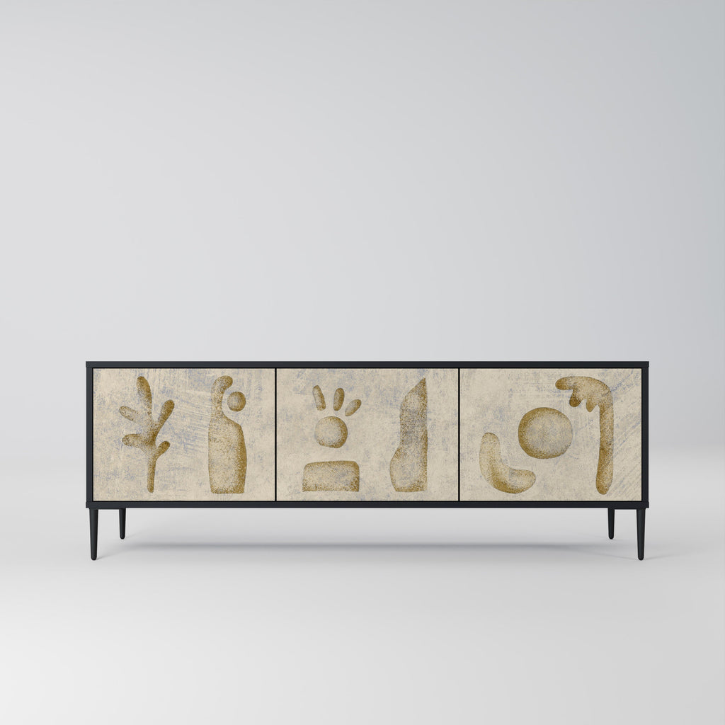Meuble TV 3 portes SAND SCULPTURES finition noire