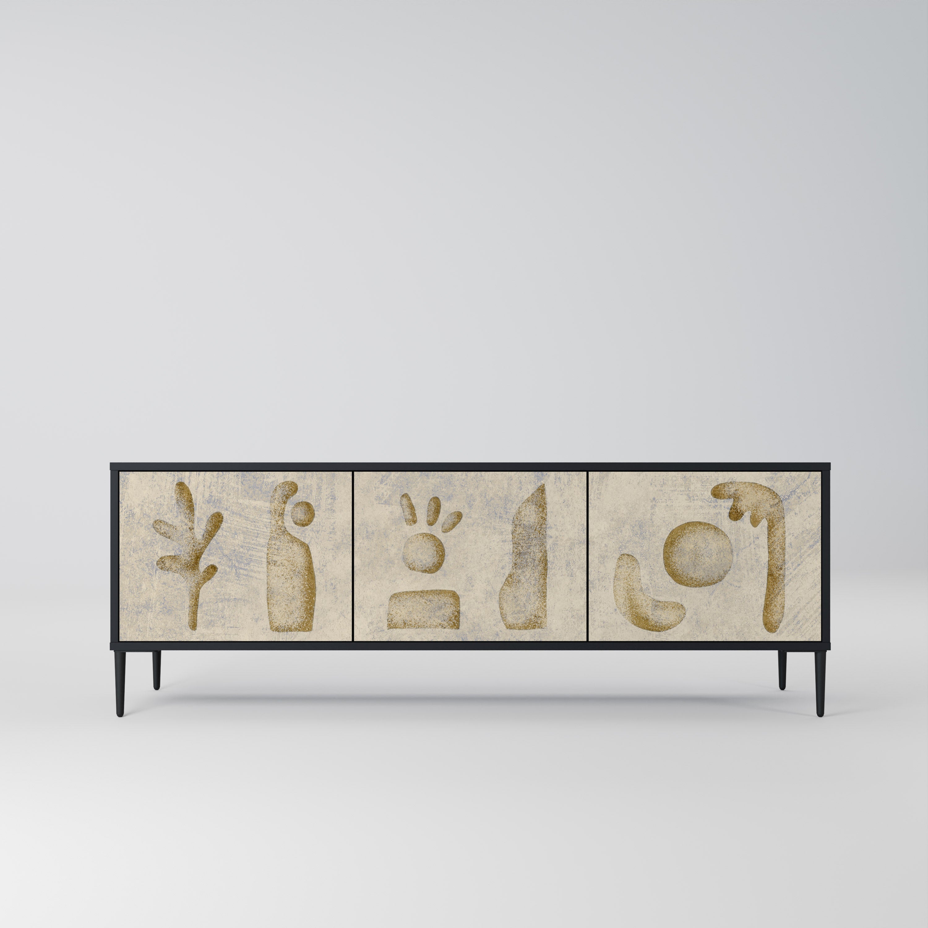 Meuble TV 3 portes SAND SCULPTURES finition noire