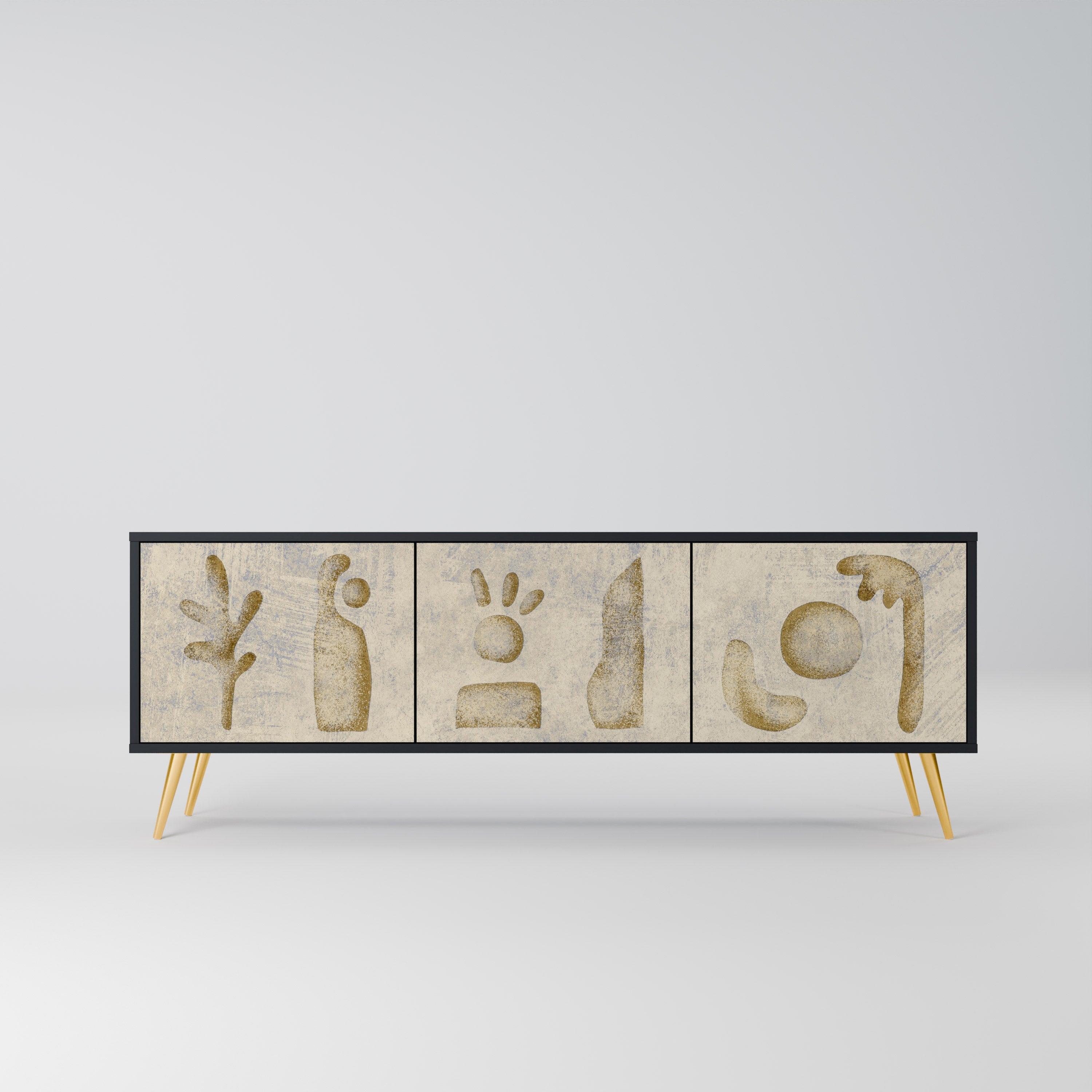 Meuble TV 3 portes SAND SCULPTURES finition noire