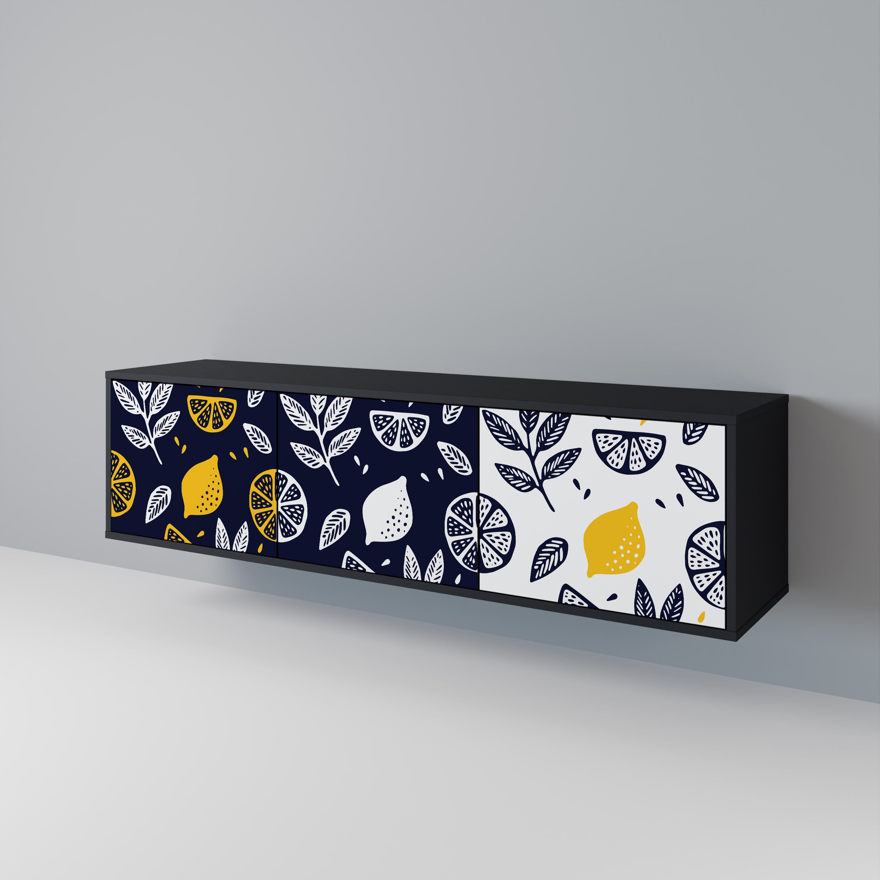 CITRUS BLACK AND WHITE 3-Door TV Cabinet