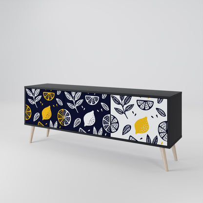 CITRUS BLACK AND WHITE 3-Door TV Cabinet