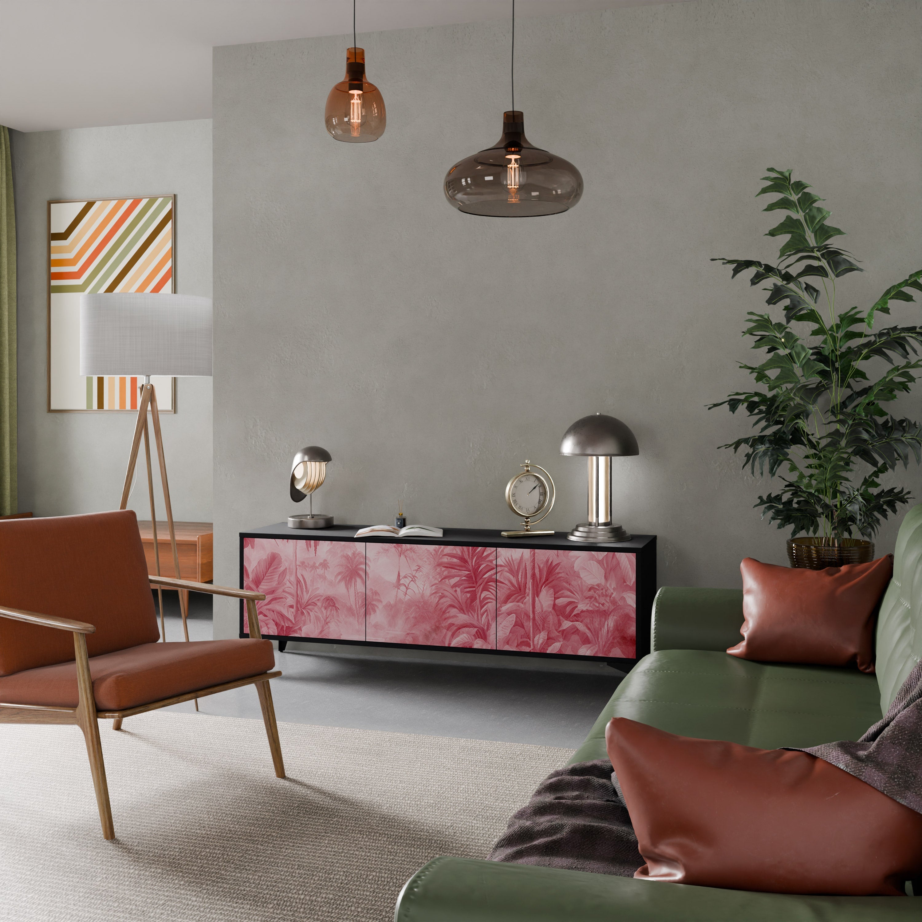 Meuble TV 3 portes SWEET TROPICS finition noire