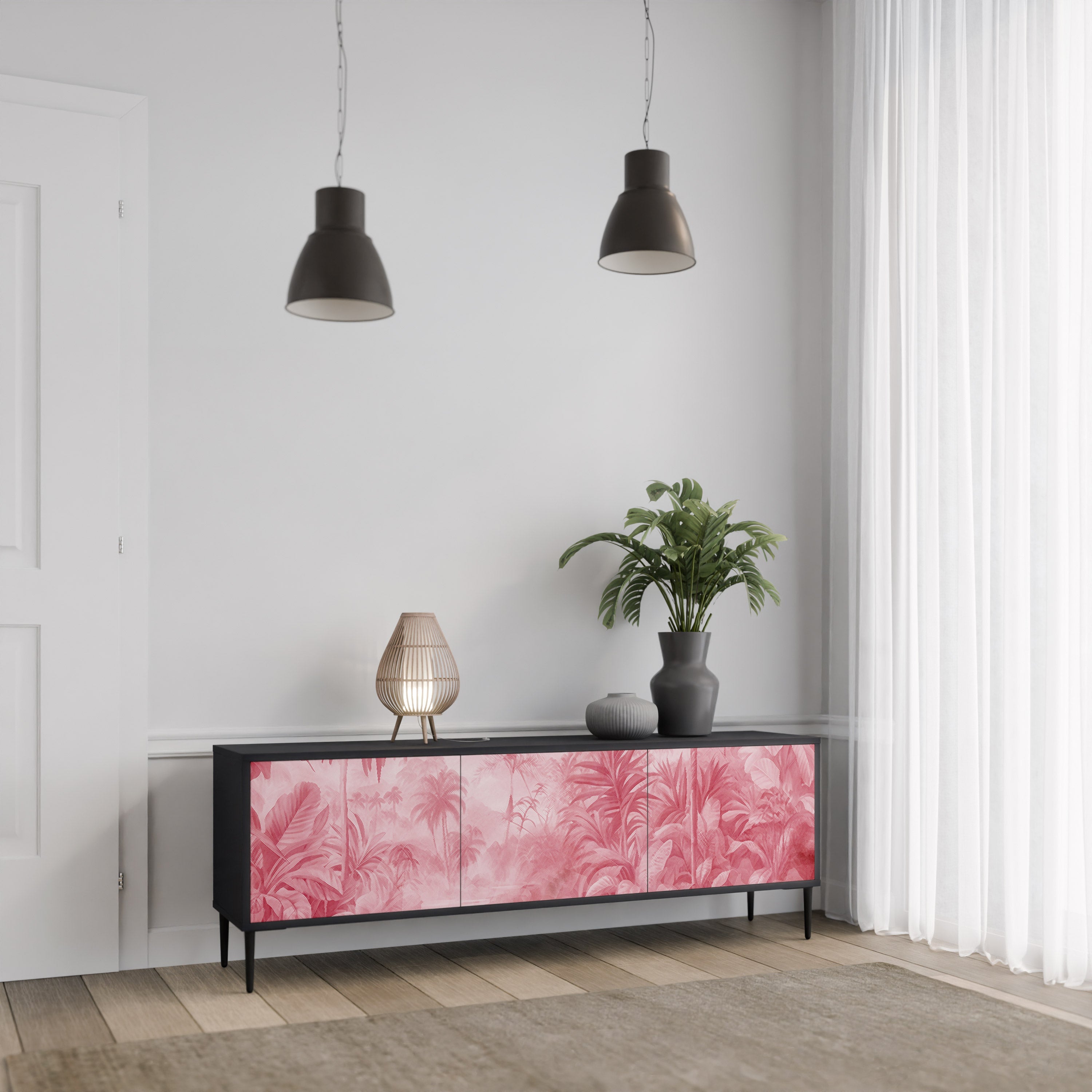 Meuble TV 3 portes SWEET TROPICS finition noire