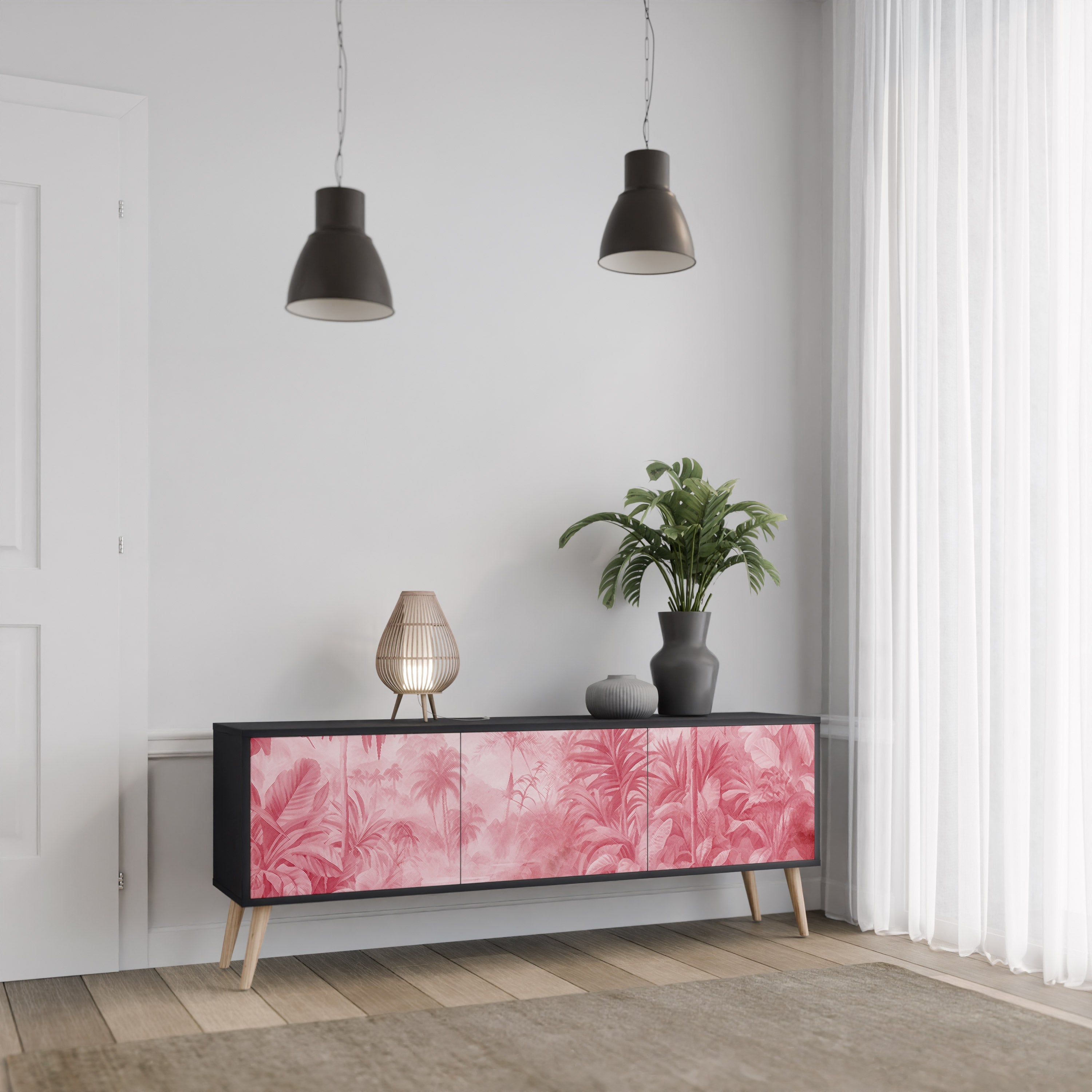 Meuble TV 3 portes SWEET TROPICS finition noire