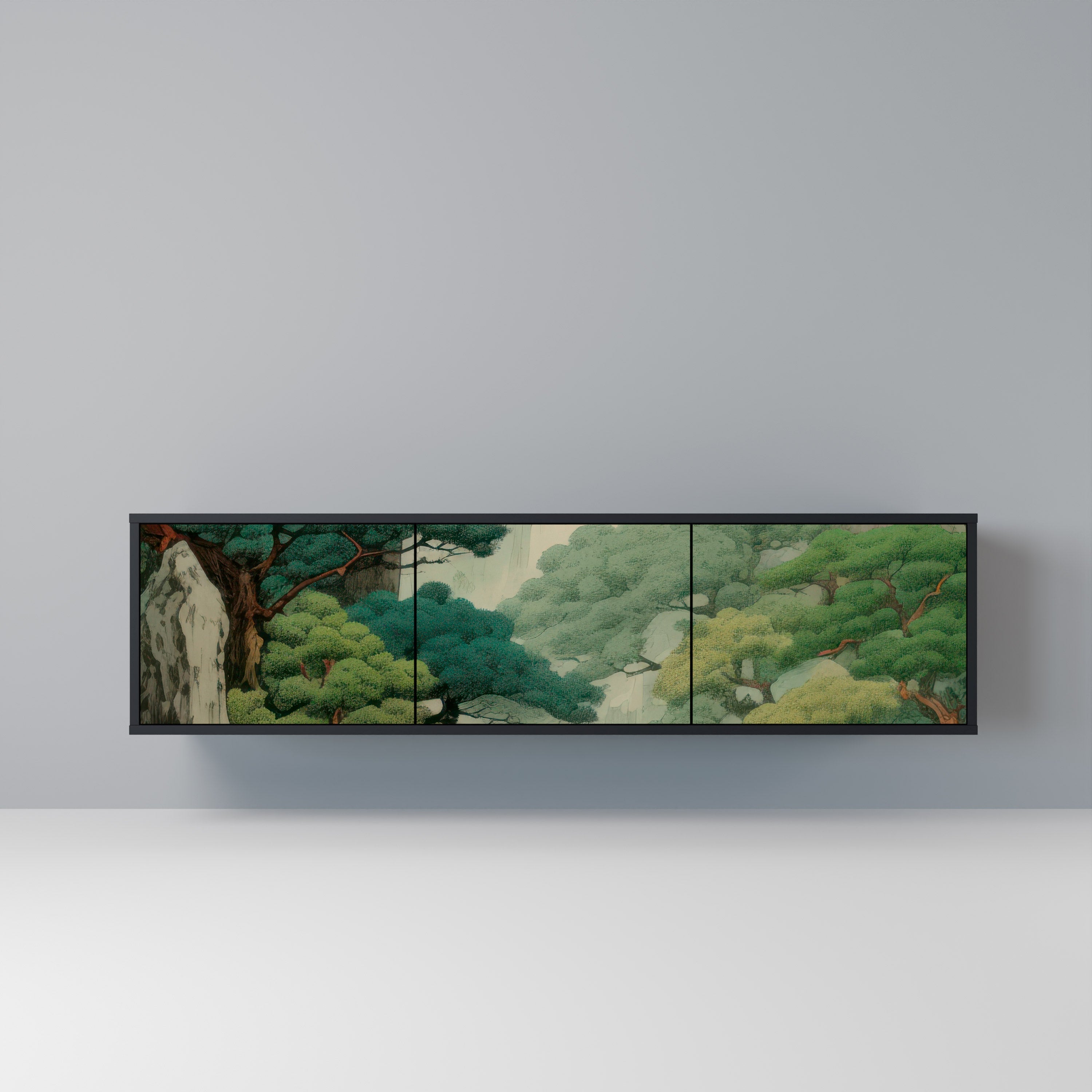 Meuble TV 3 portes VERDURE ABYSS finition noire