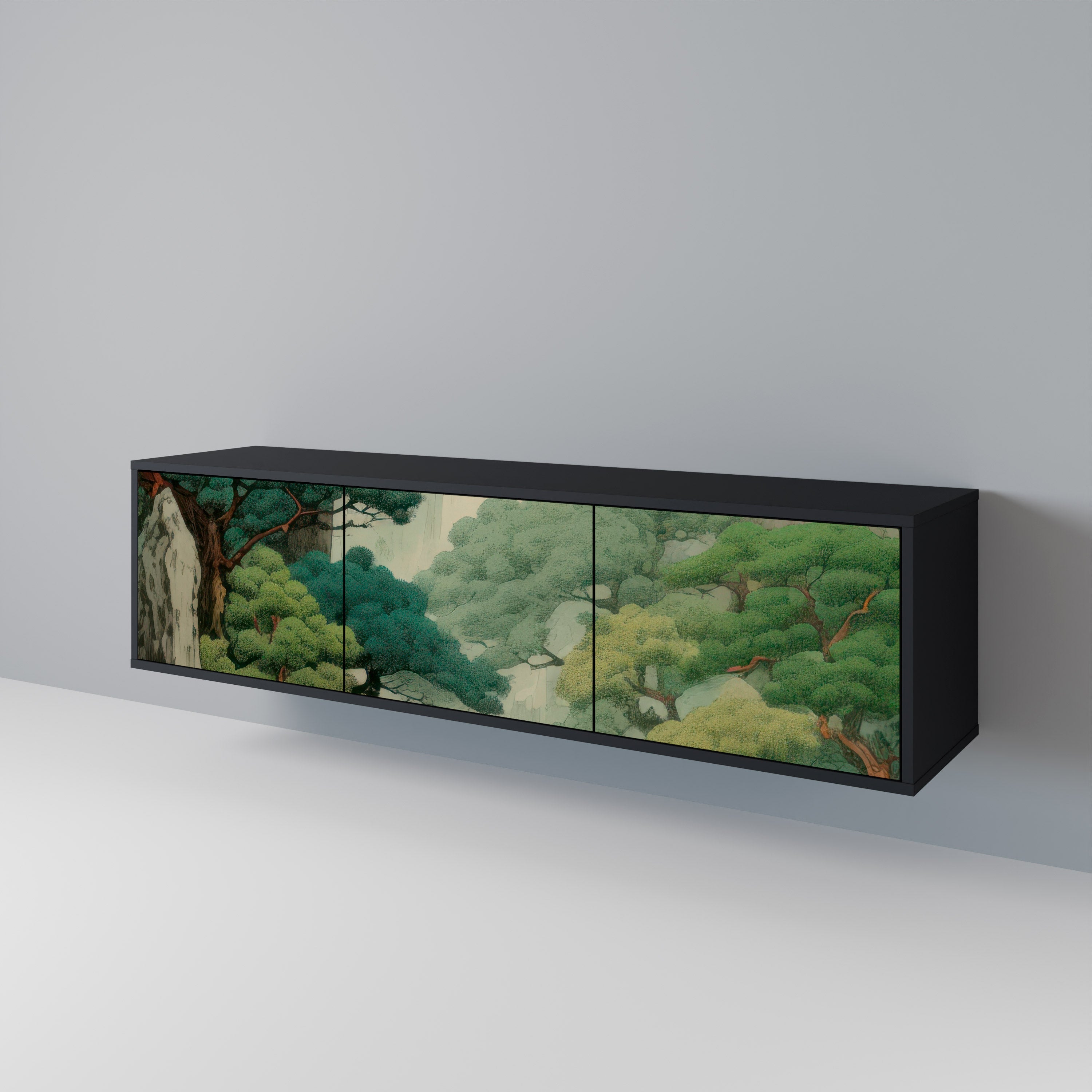 Meuble TV 3 portes VERDURE ABYSS finition noire