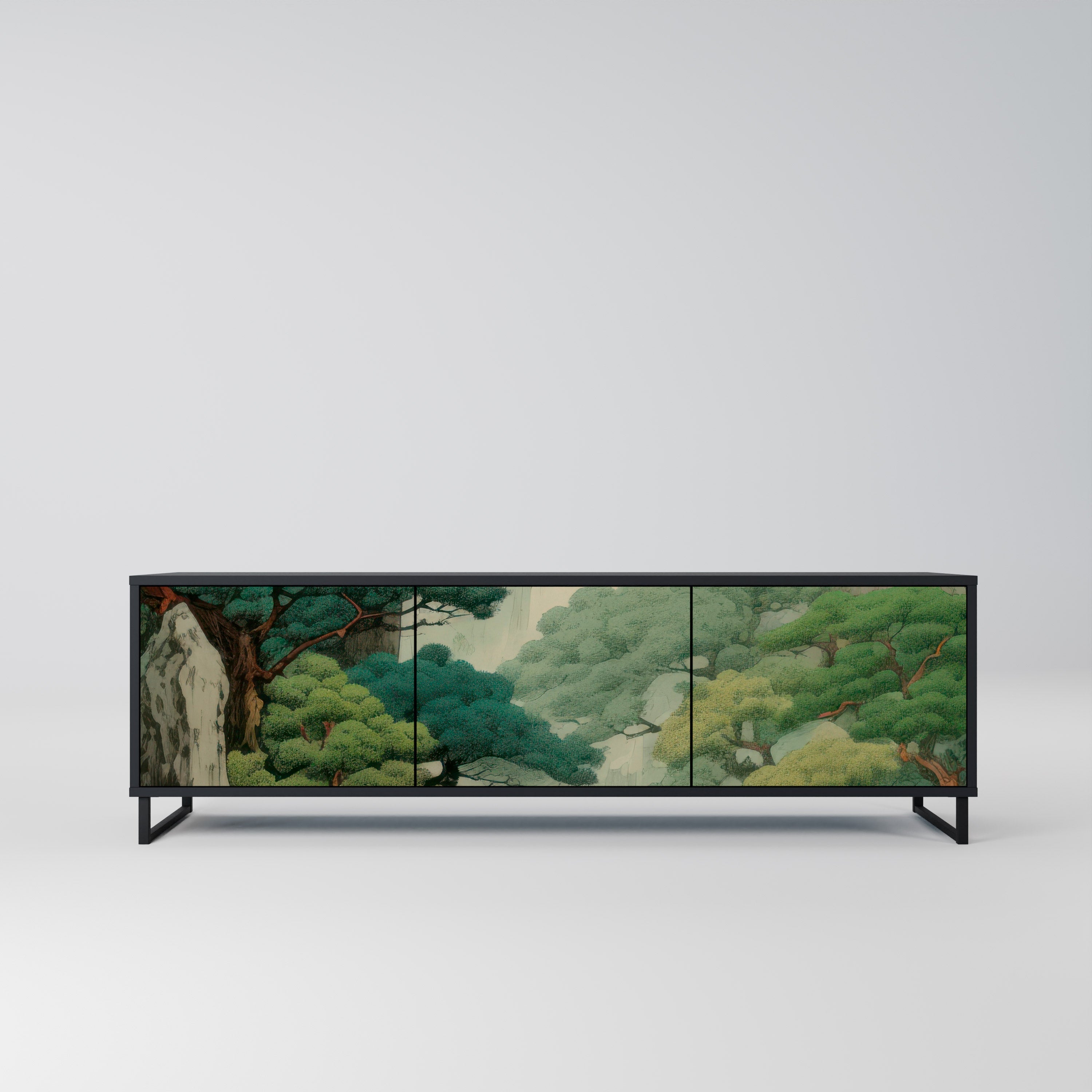 Meuble TV 3 portes VERDURE ABYSS finition noire