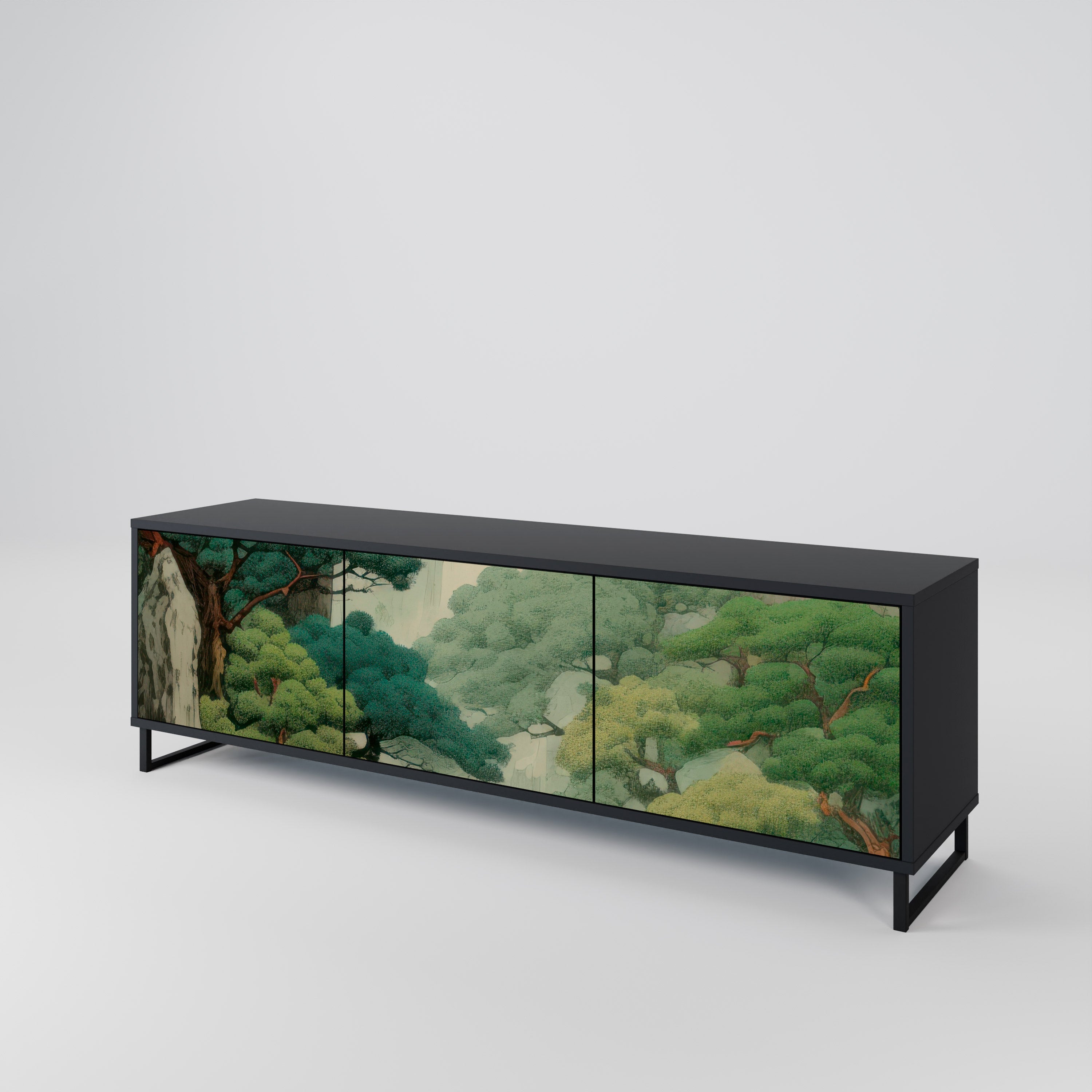 Meuble TV 3 portes VERDURE ABYSS finition noire