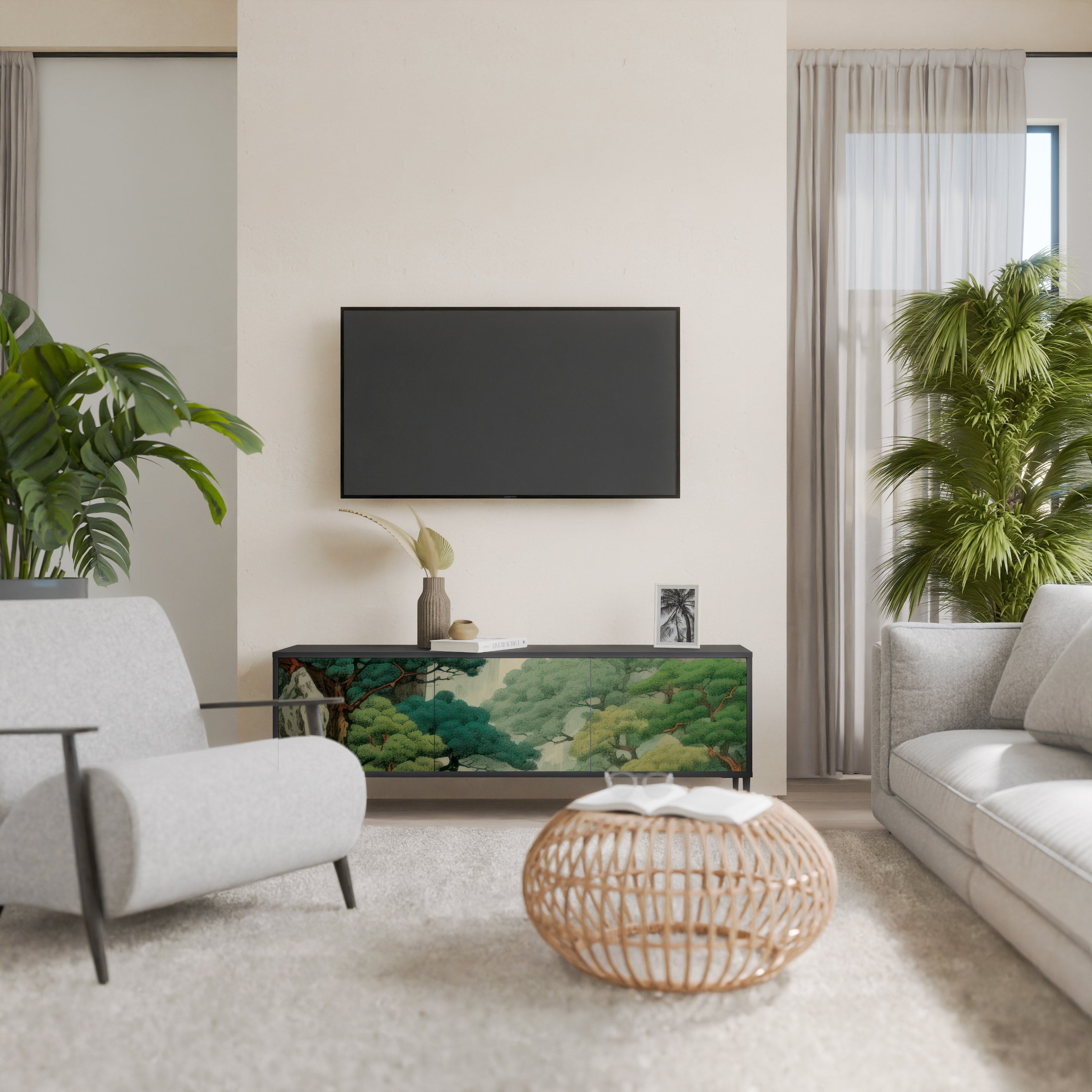 Meuble TV 3 portes VERDURE ABYSS finition noire