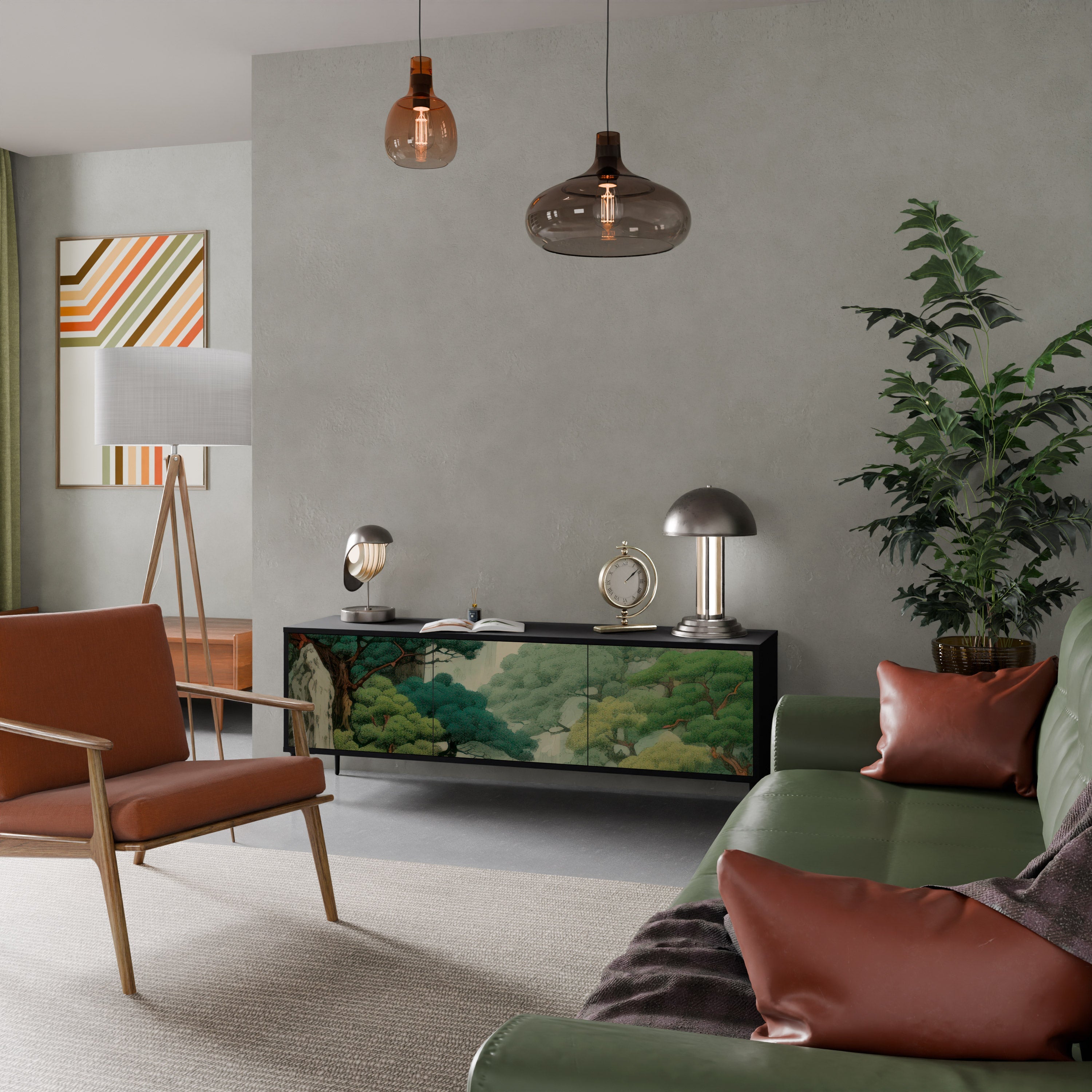 Meuble TV 3 portes VERDURE ABYSS finition noire