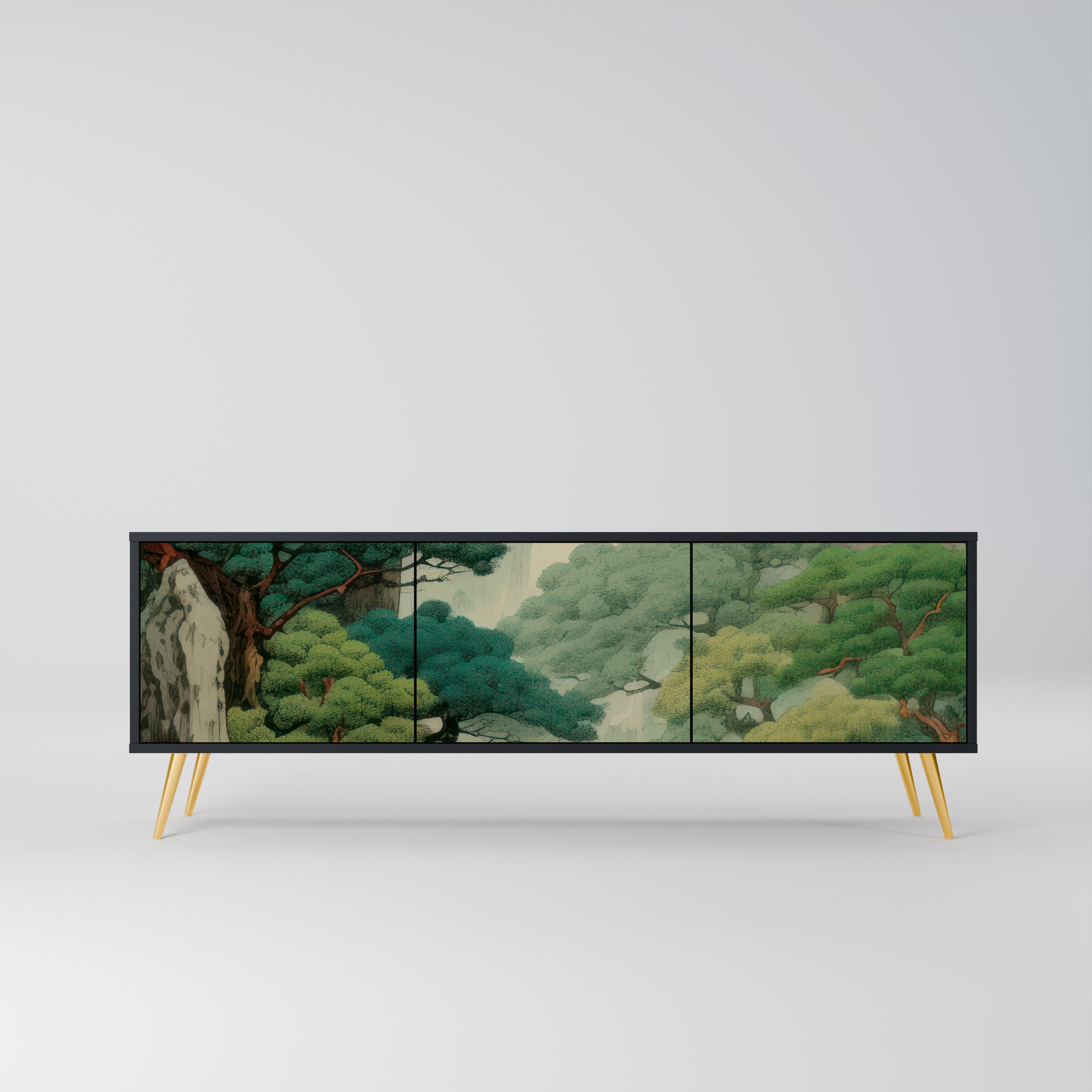 Meuble TV 3 portes VERDURE ABYSS finition noire