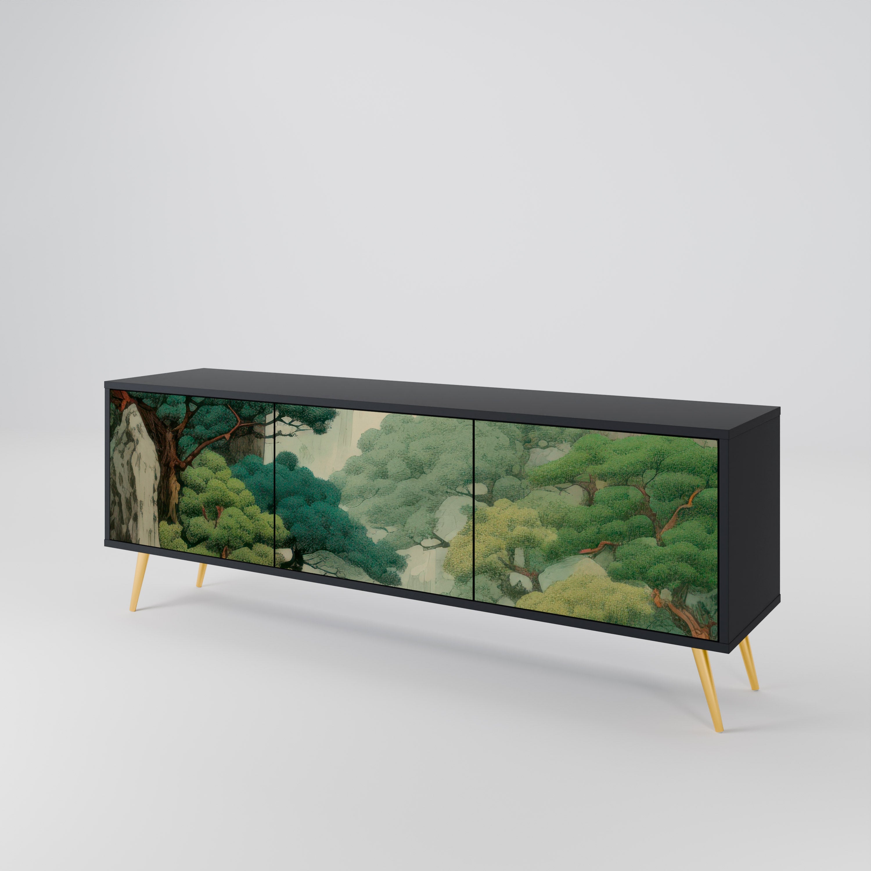 Meuble TV 3 portes VERDURE ABYSS finition noire