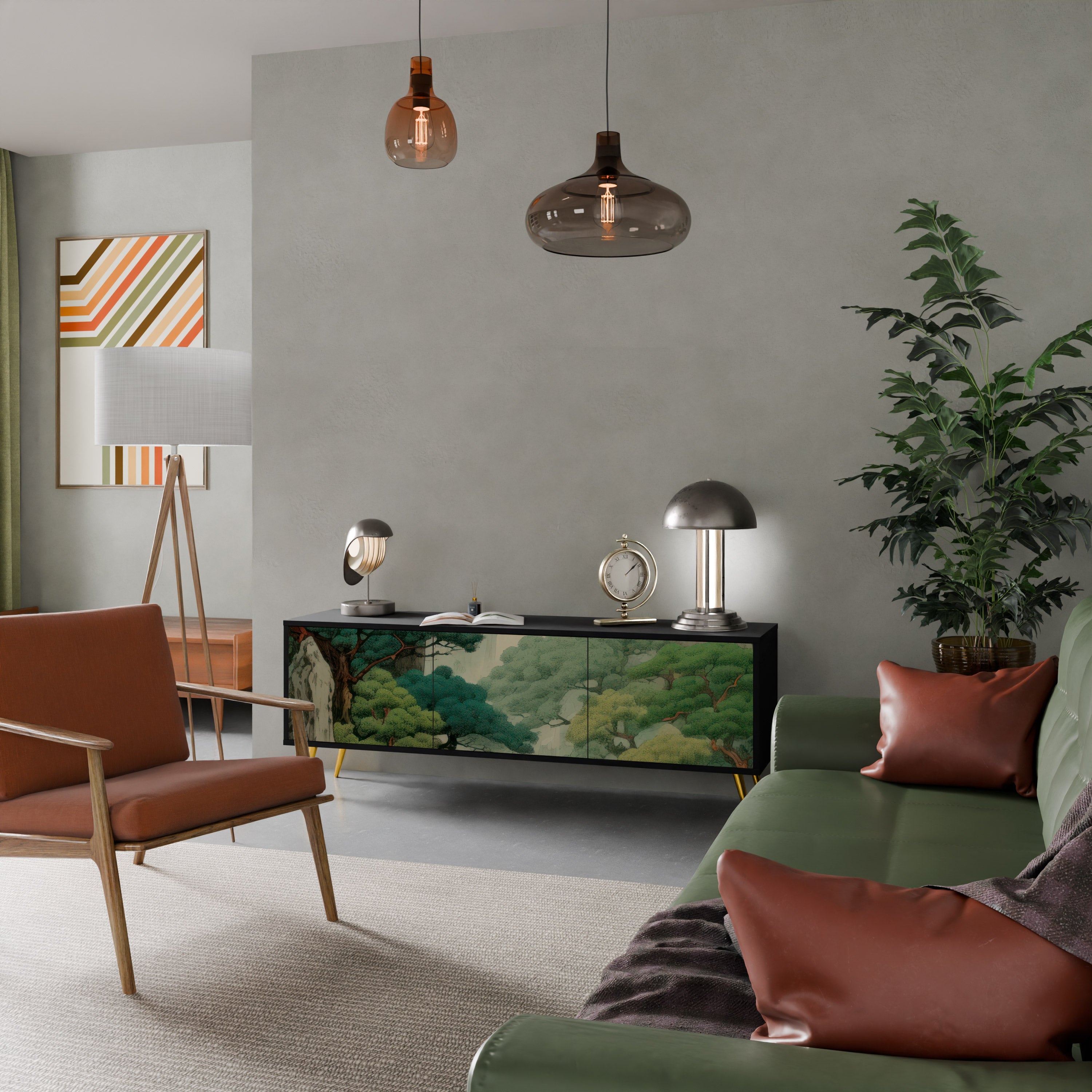 Meuble TV 3 portes VERDURE ABYSS finition noire