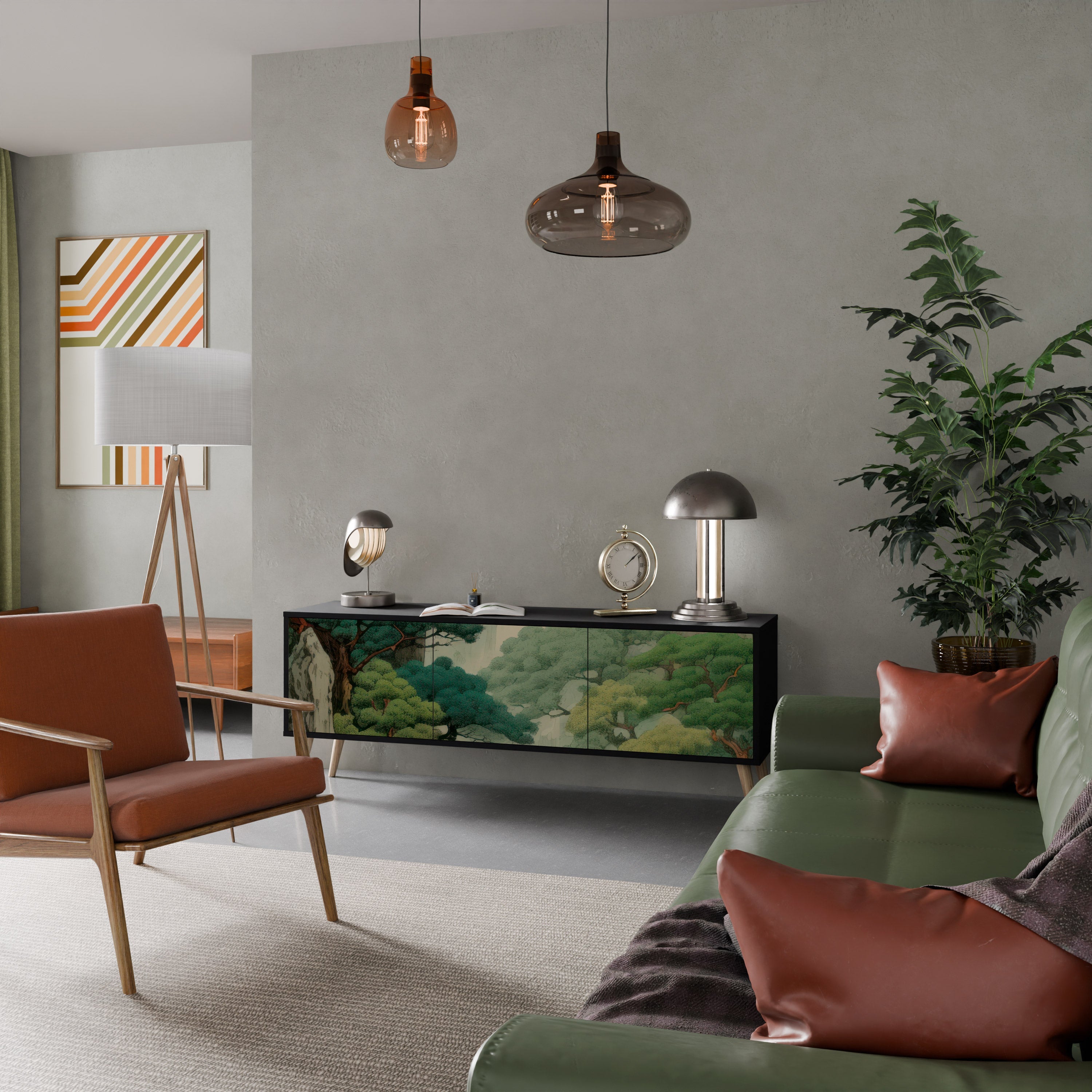 Meuble TV 3 portes VERDURE ABYSS finition noire