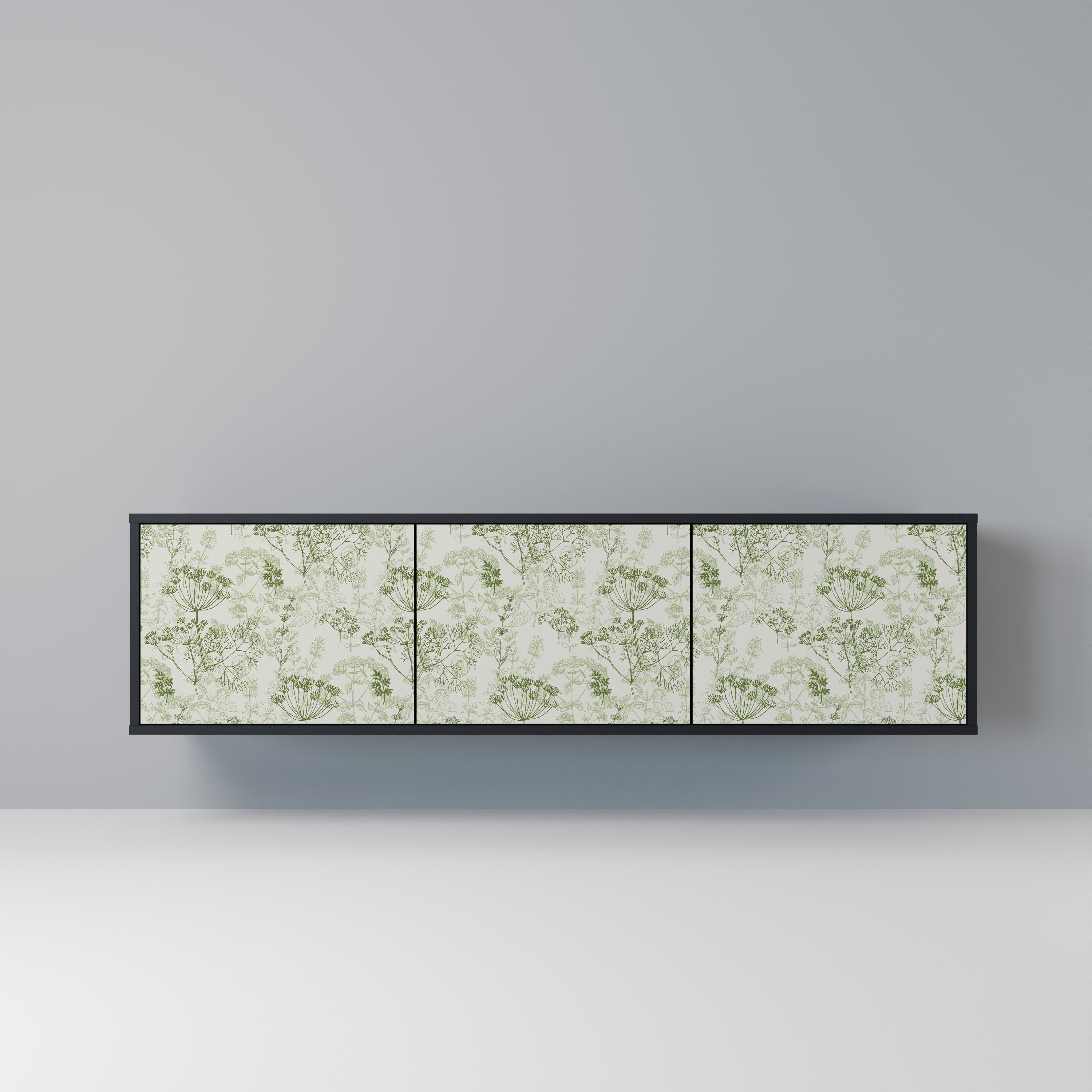 Meuble TV 3 portes FENNEL BALDACHIN en finition noire