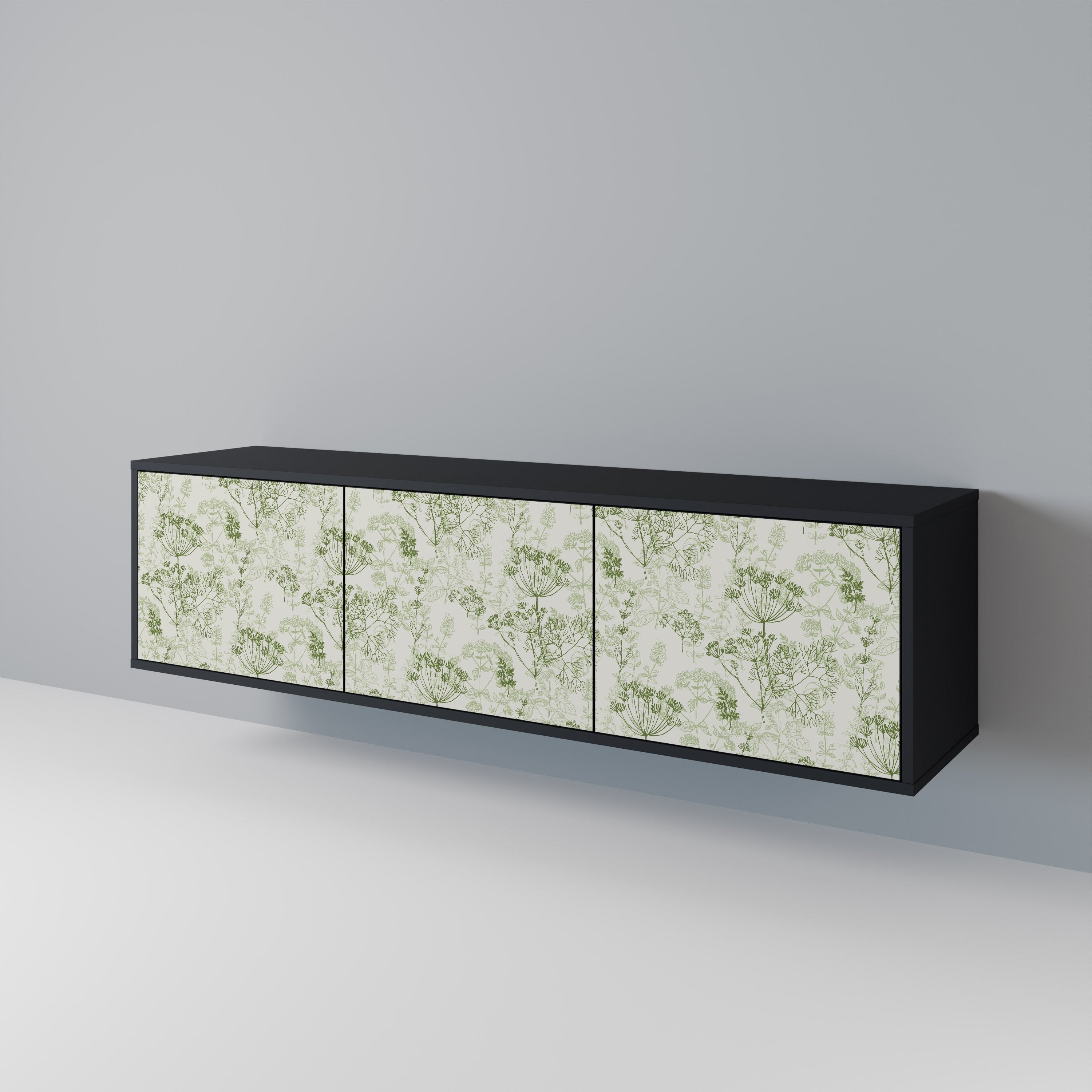 Meuble TV 3 portes FENNEL BALDACHIN en finition noire