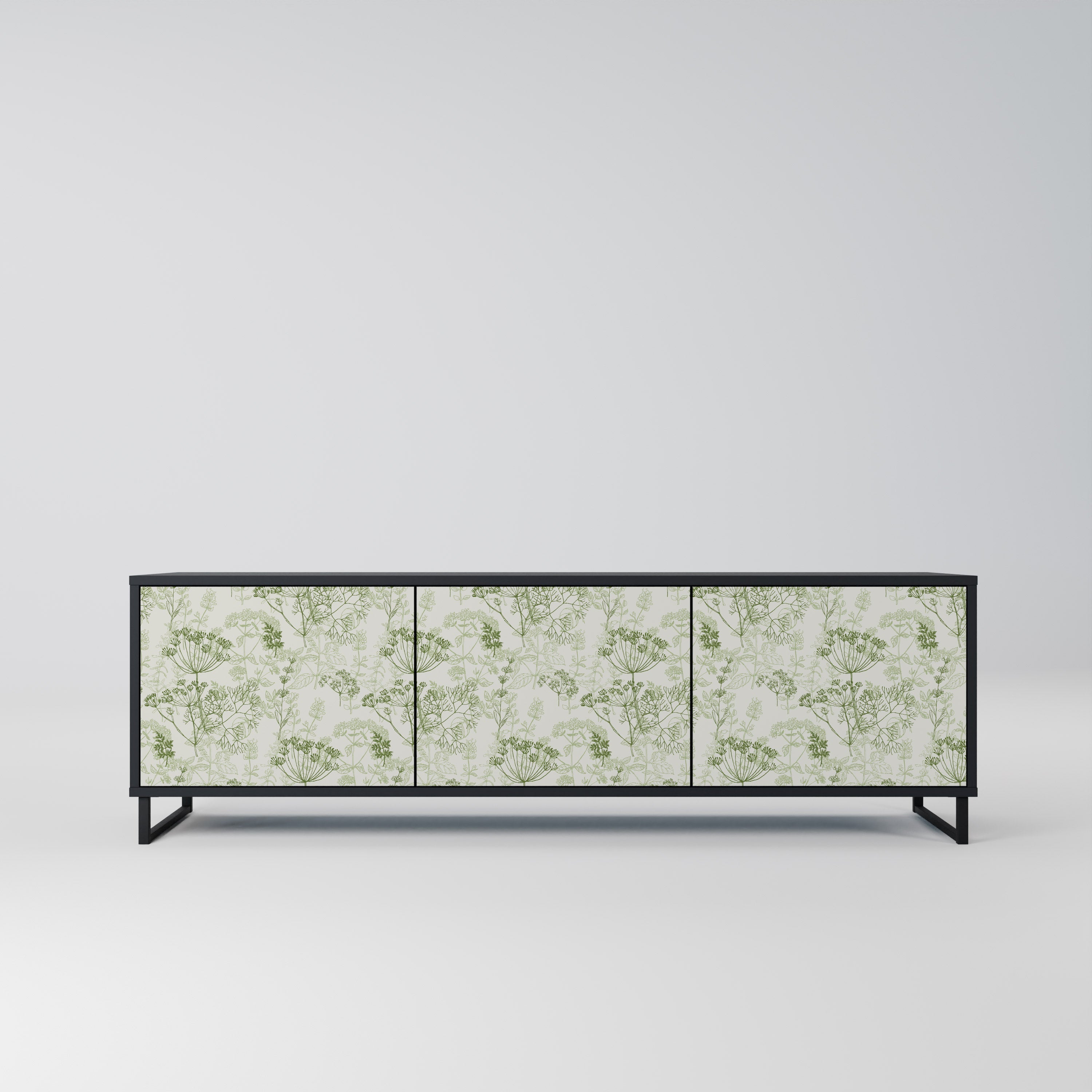 Meuble TV 3 portes FENNEL BALDACHIN en finition noire