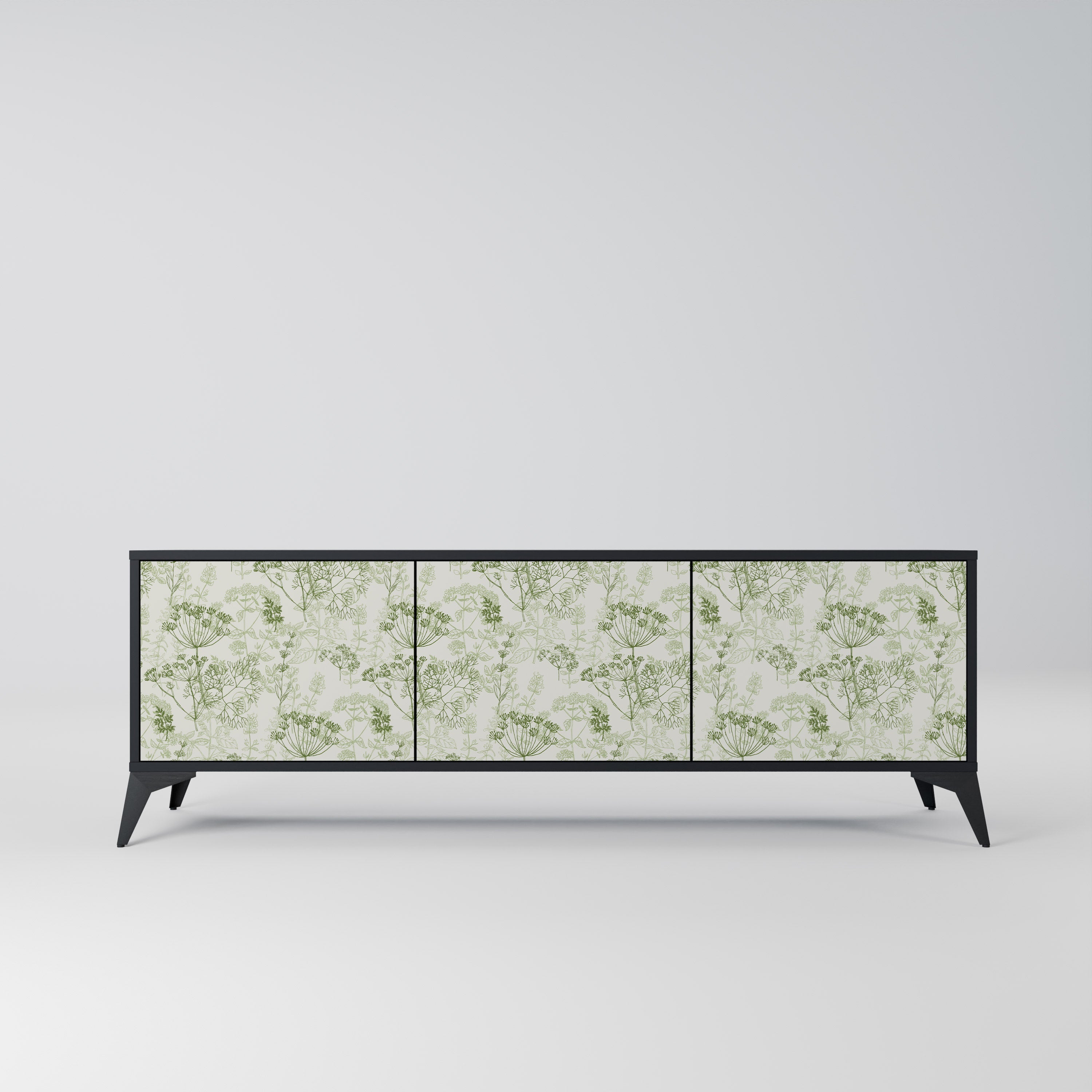 Meuble TV 3 portes FENNEL BALDACHIN en finition noire