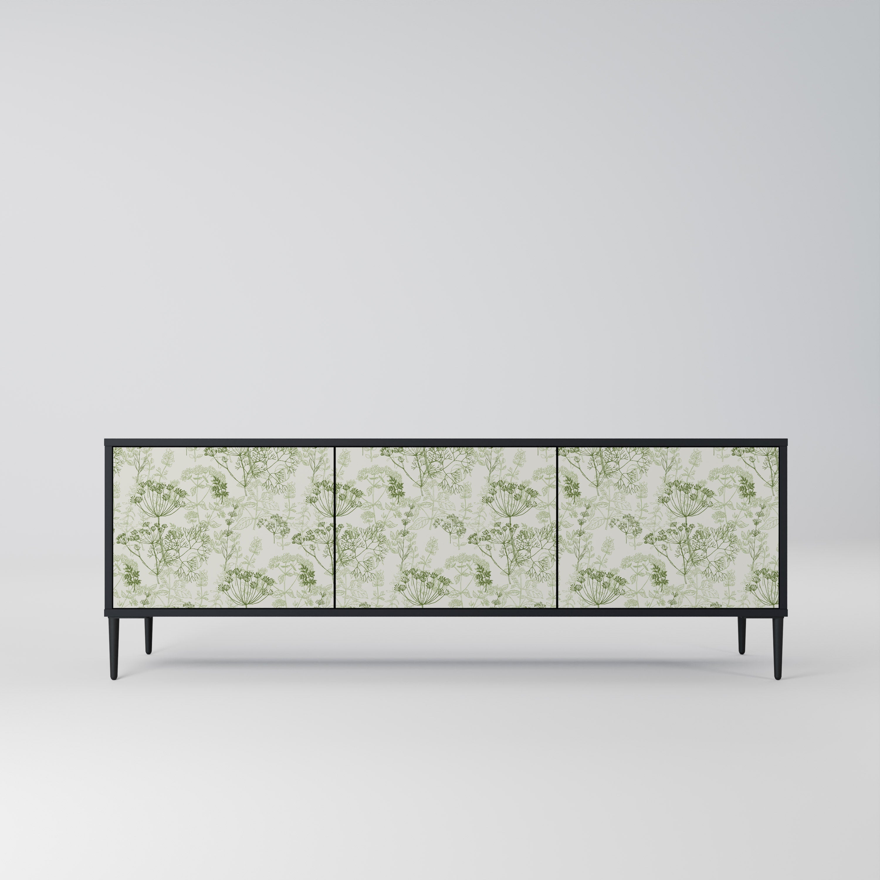 Meuble TV 3 portes FENNEL BALDACHIN en finition noire