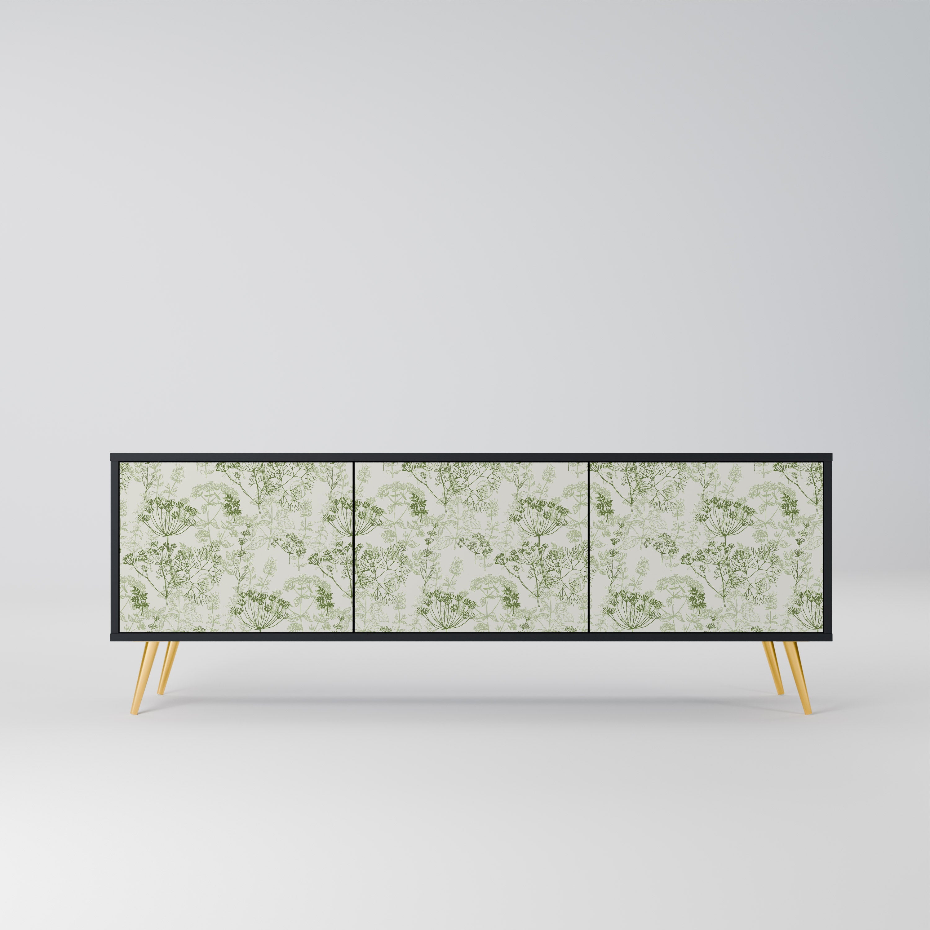 Meuble TV 3 portes FENNEL BALDACHIN en finition noire