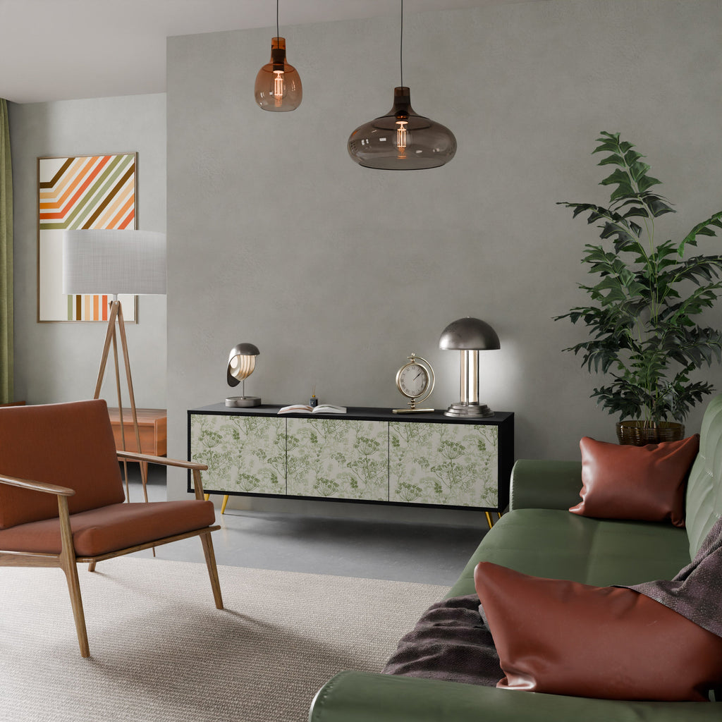 Meuble TV 3 portes FENNEL BALDACHIN en finition noire