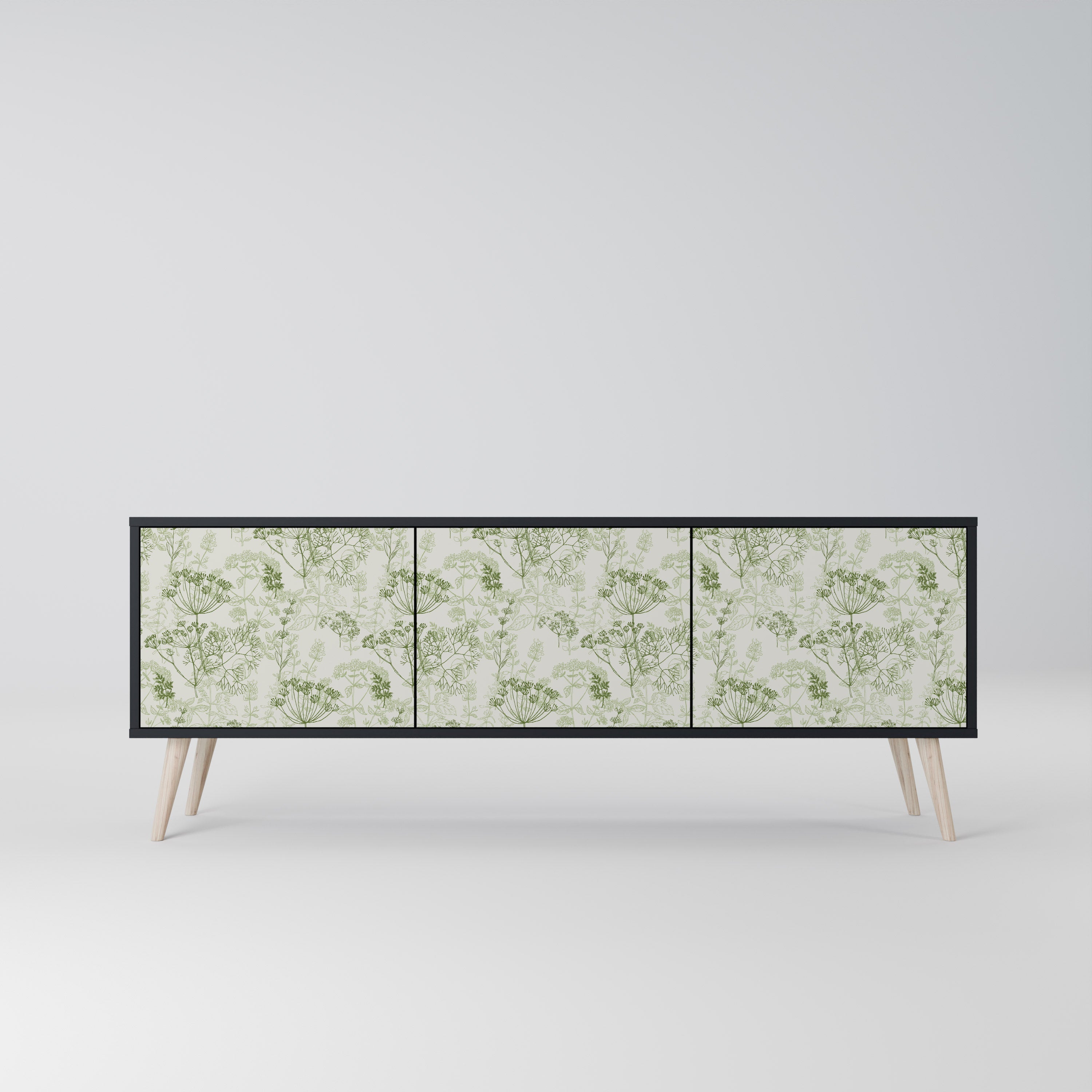 Meuble TV 3 portes FENNEL BALDACHIN en finition noire