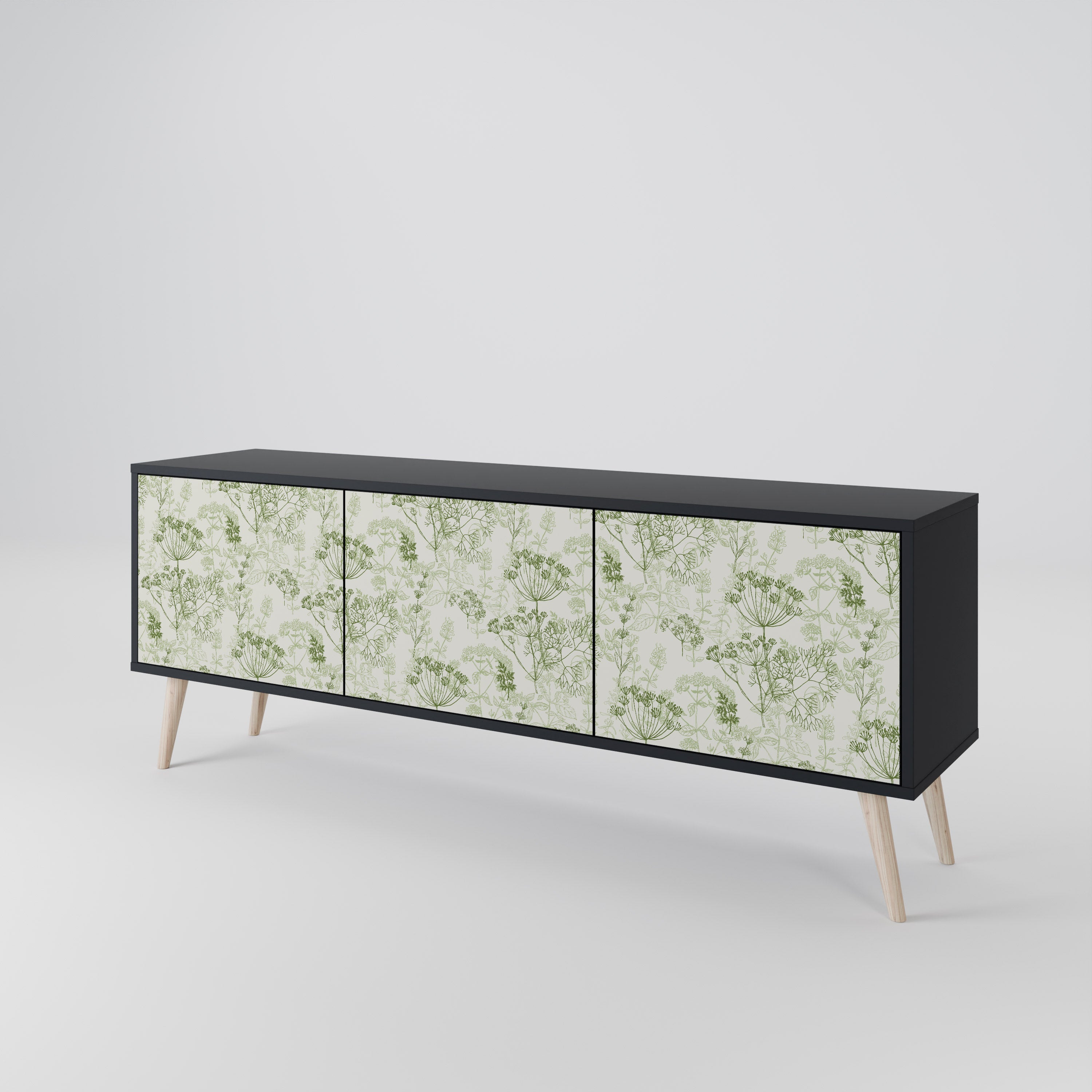 Meuble TV 3 portes FENNEL BALDACHIN en finition noire