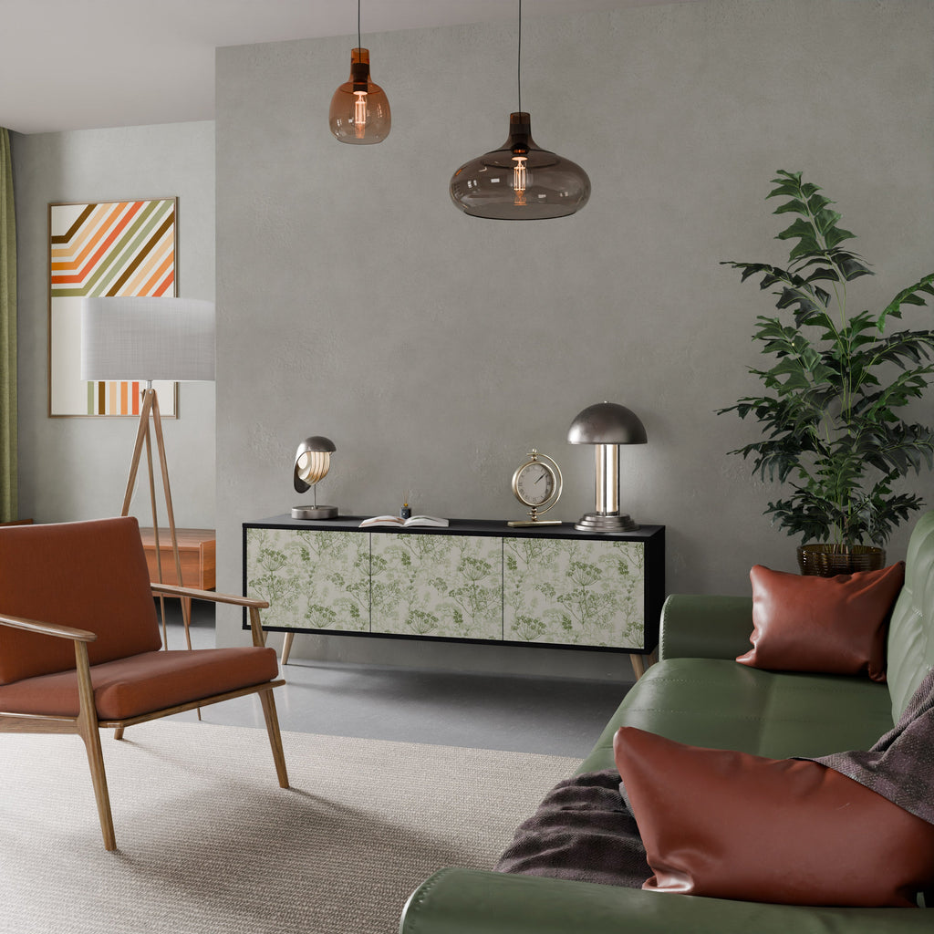 Meuble TV 3 portes FENNEL BALDACHIN en finition noire