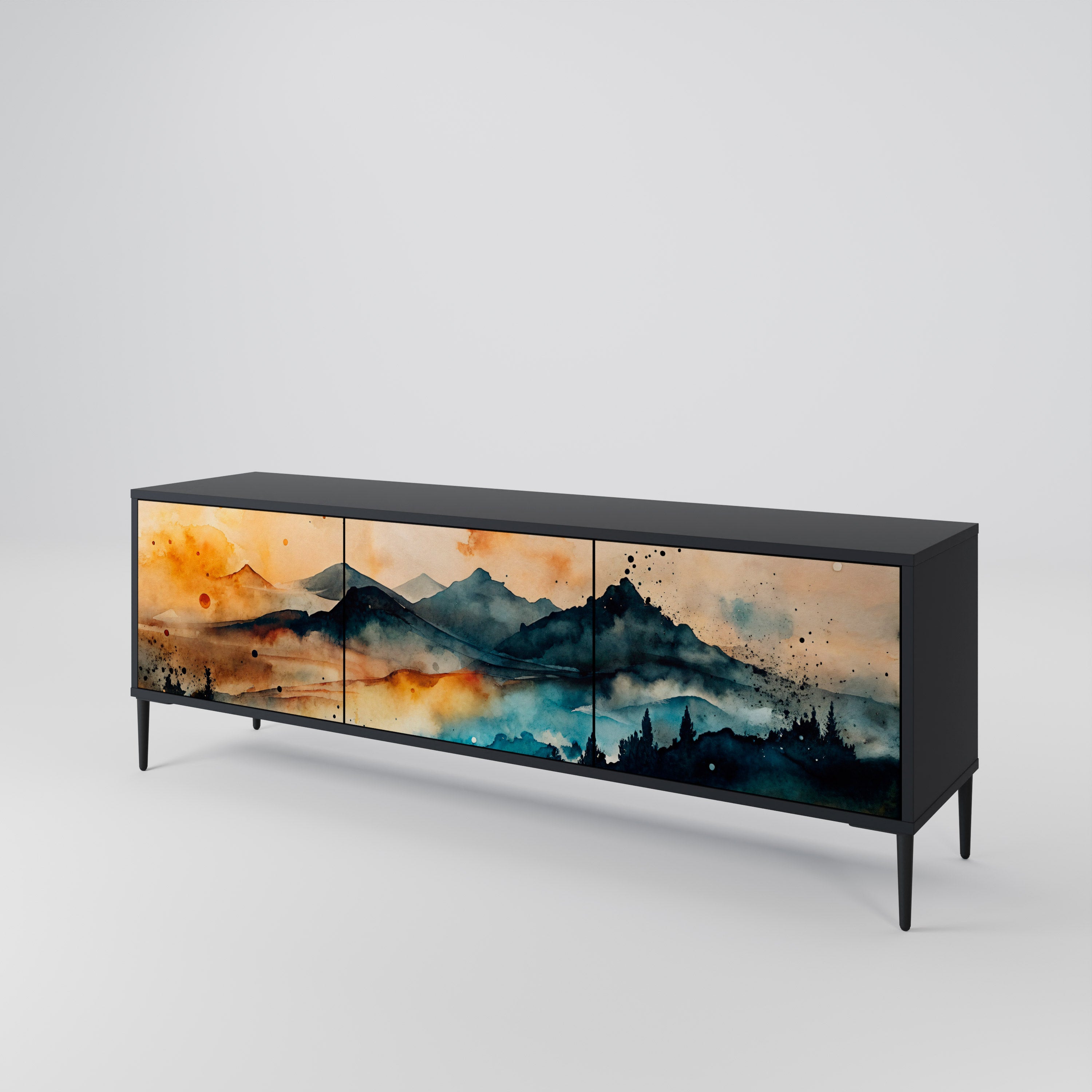 OMINOUS MOUNTAINS 3-Door TV Cabinet