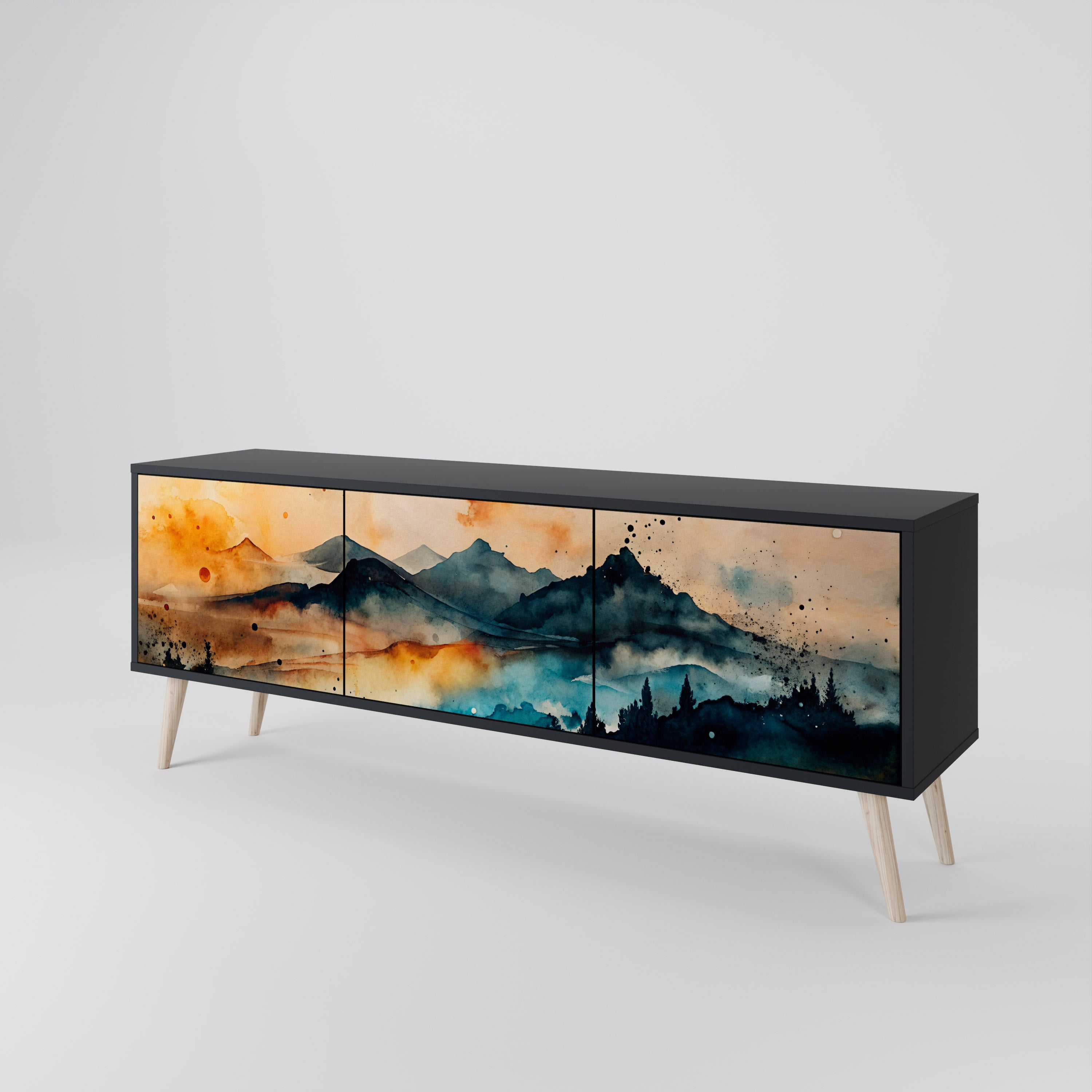 OMINOUS MOUNTAINS 3-Door TV Cabinet