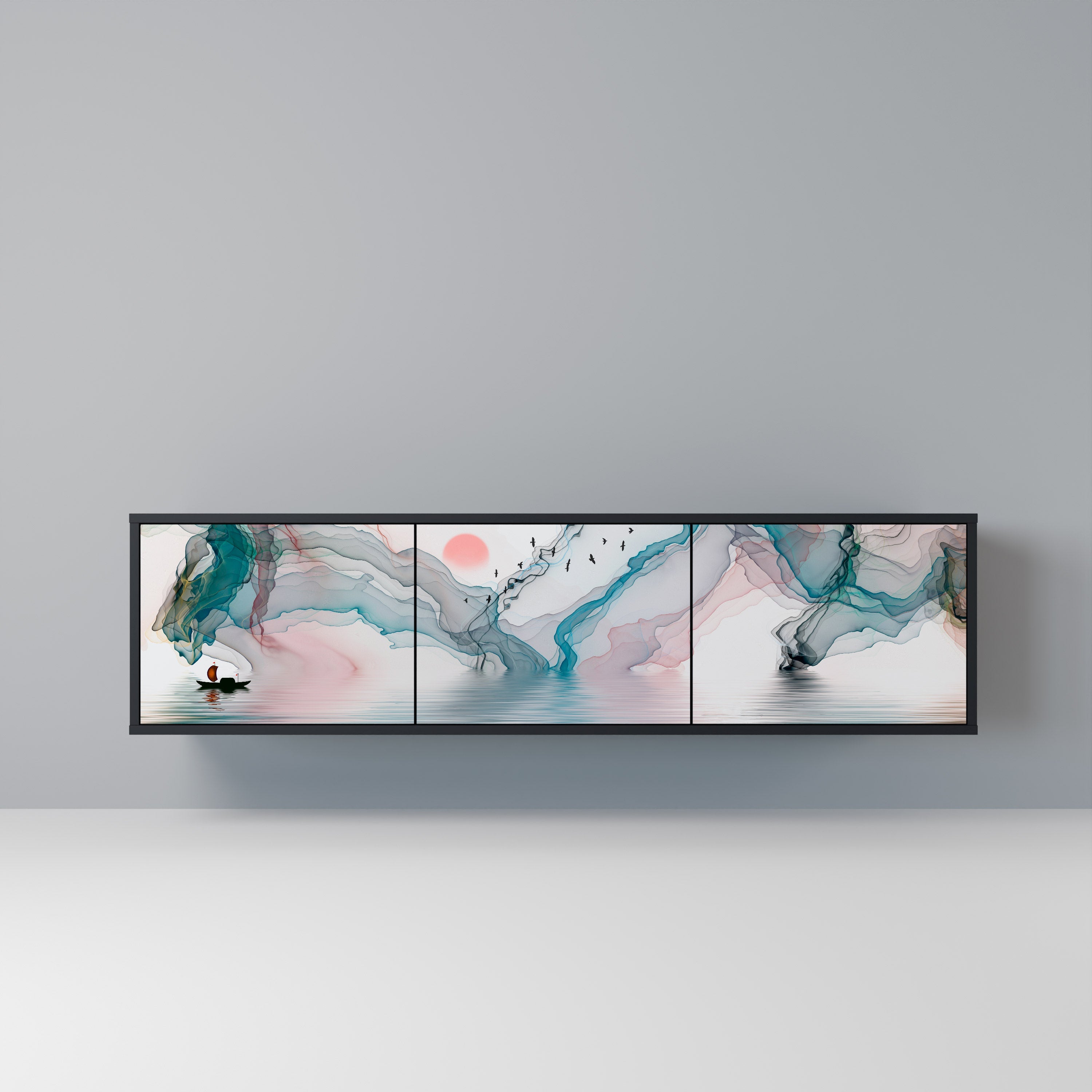 Meuble TV 3 portes VELVET CROSSING finition noire