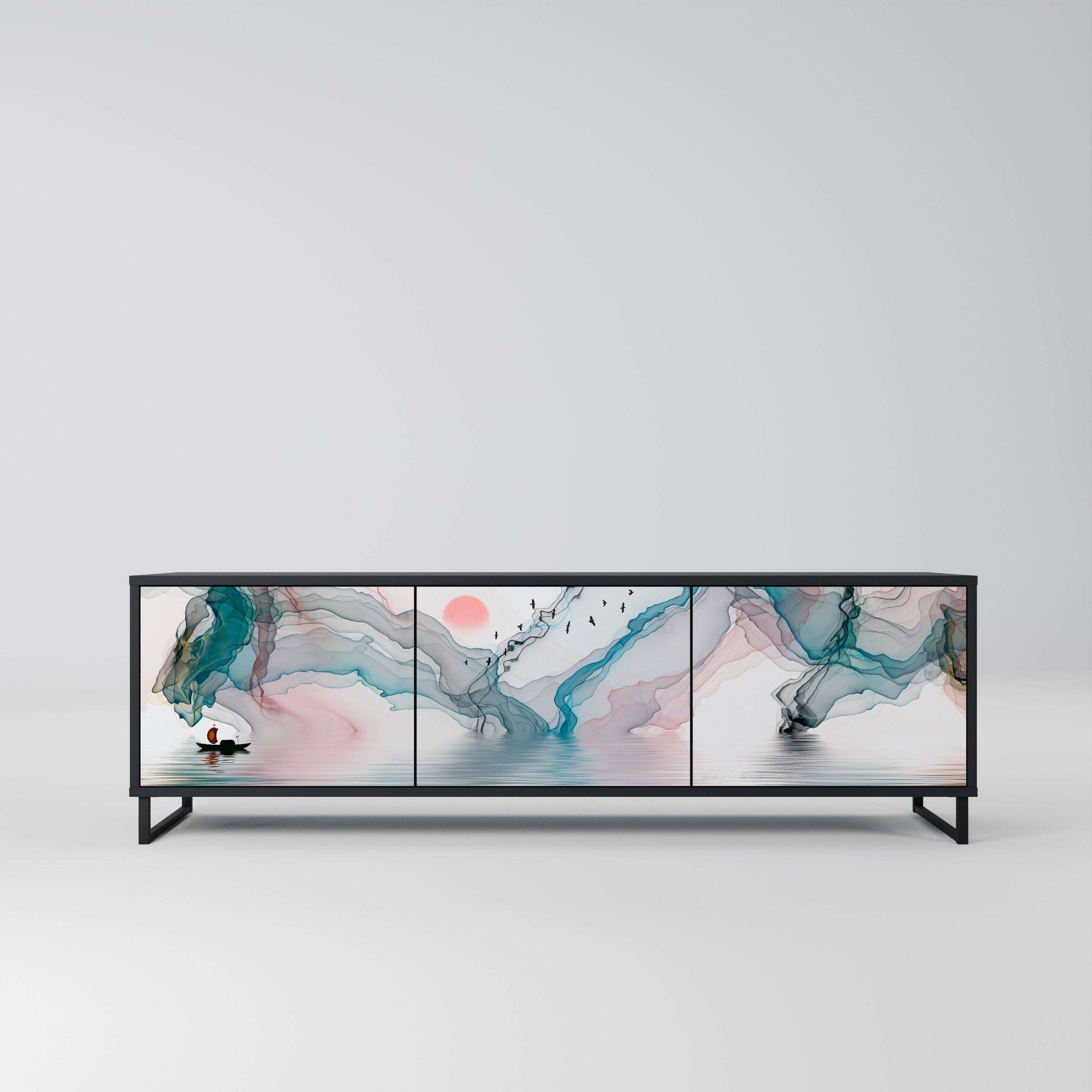 Meuble TV 3 portes VELVET CROSSING finition noire