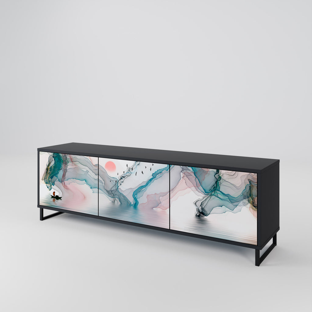 Meuble TV 3 portes VELVET CROSSING finition noire