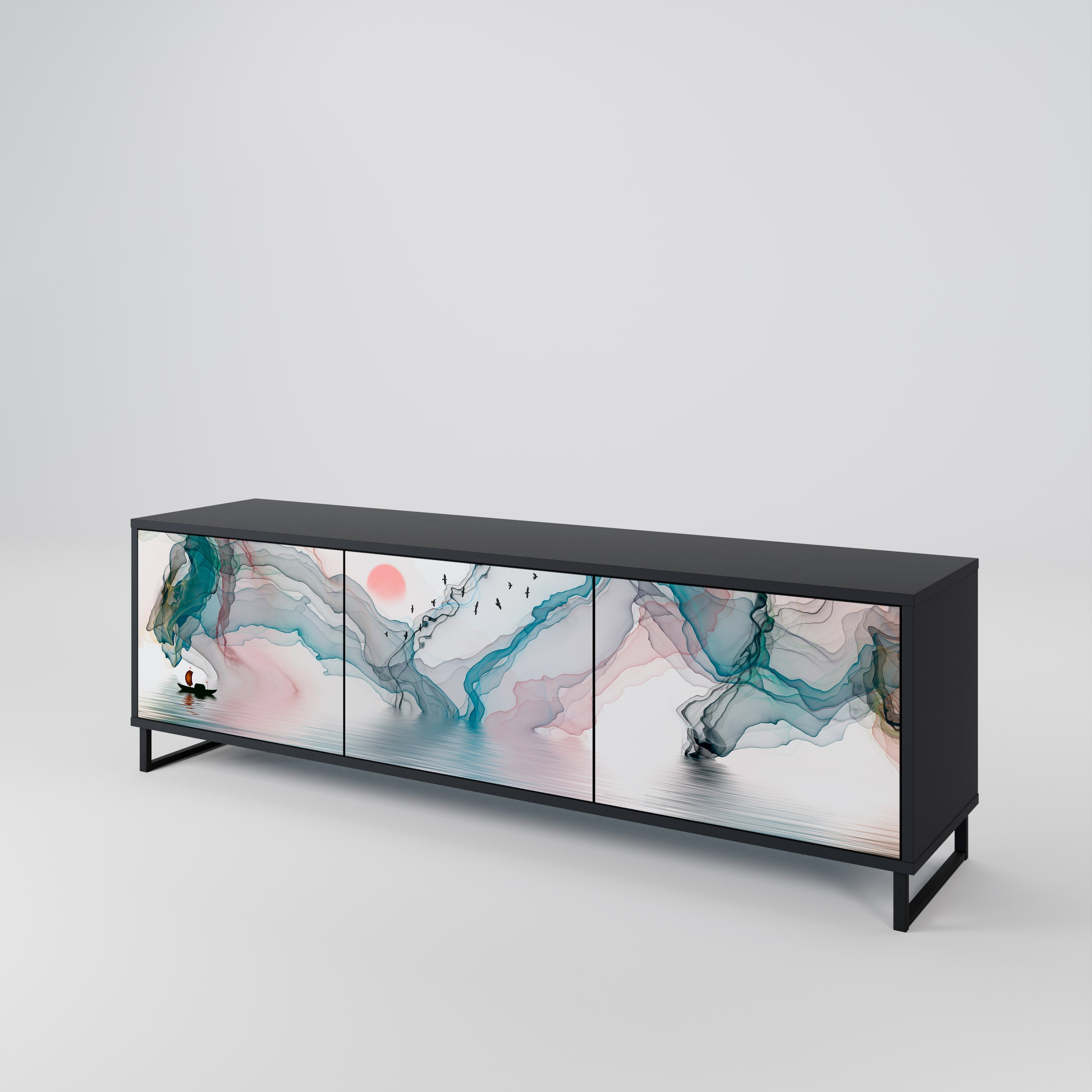 Meuble TV 3 portes VELVET CROSSING finition noire