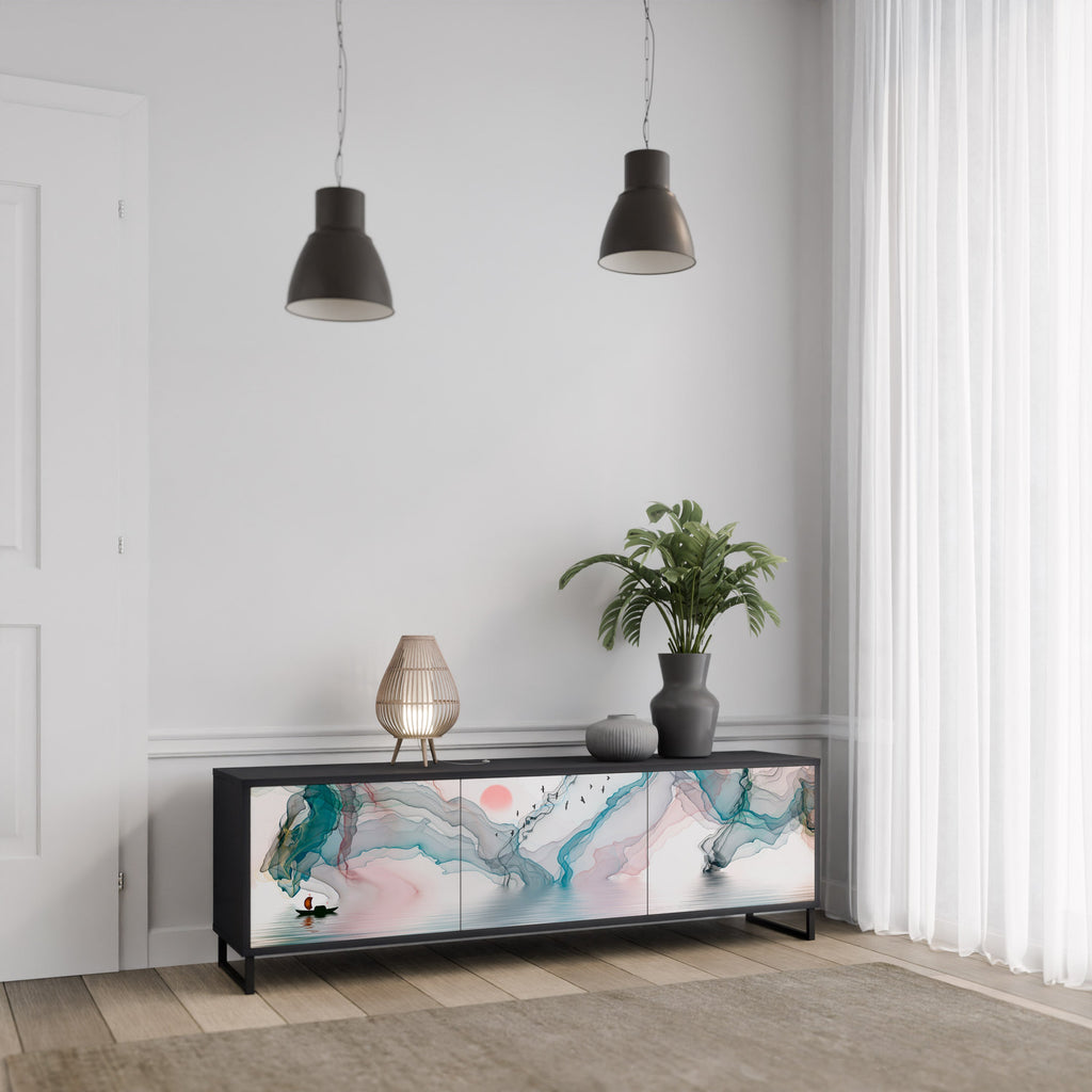 Meuble TV 3 portes VELVET CROSSING finition noire