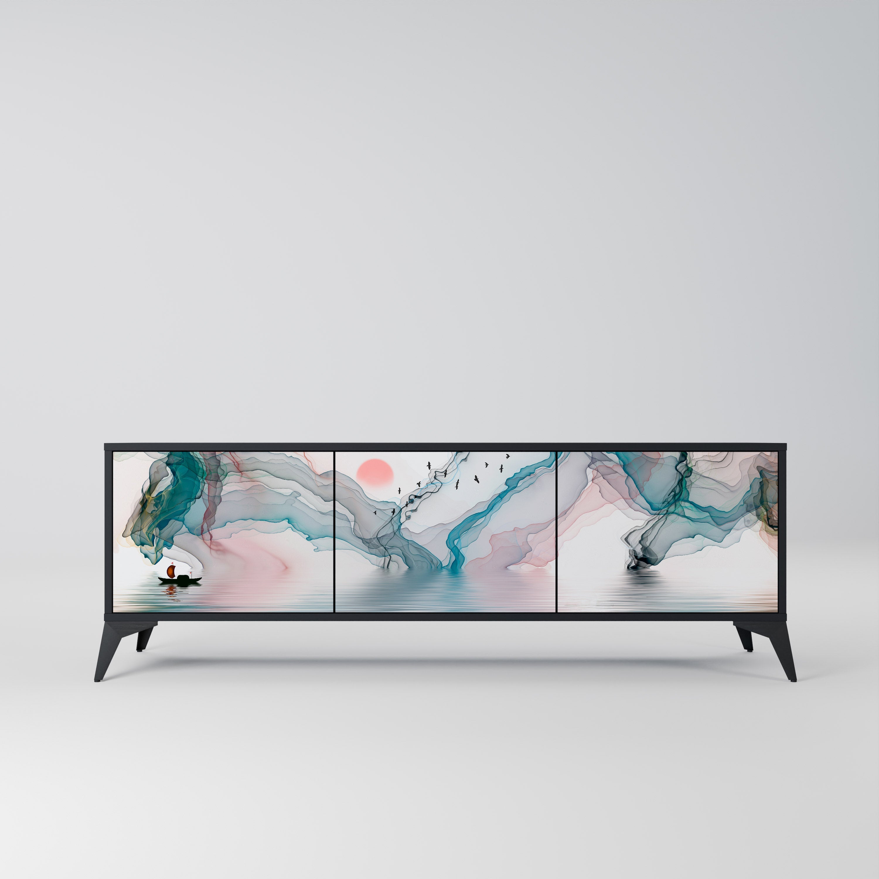 Meuble TV 3 portes VELVET CROSSING finition noire