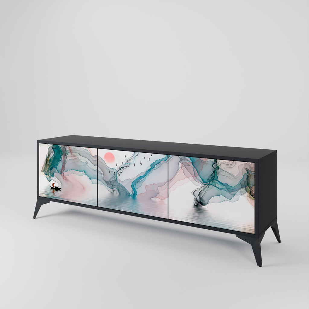 Meuble TV 3 portes VELVET CROSSING finition noire