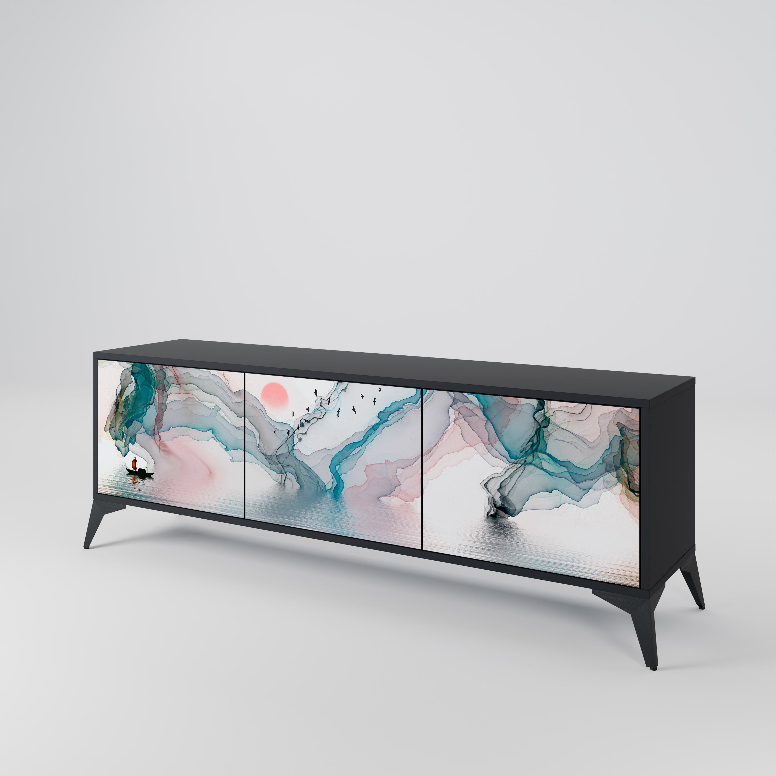 Meuble TV 3 portes VELVET CROSSING finition noire