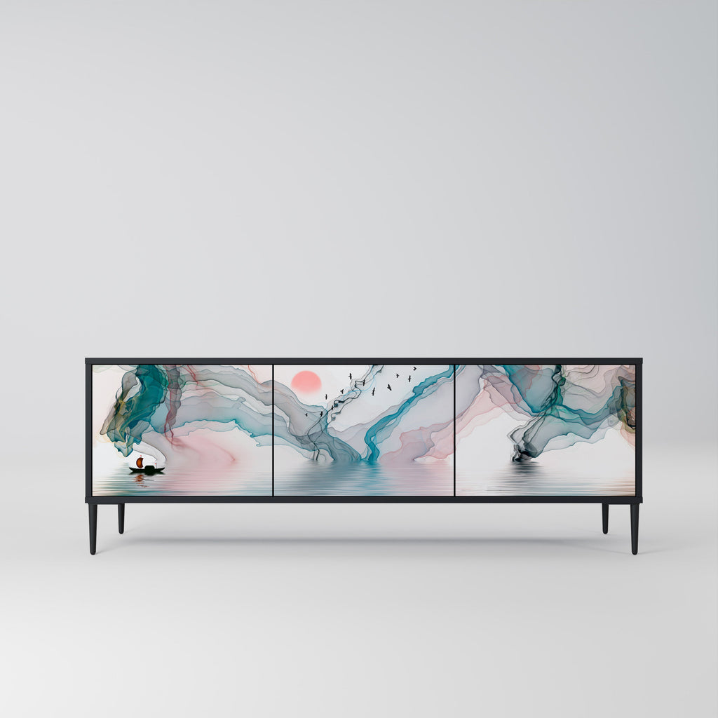 Meuble TV 3 portes VELVET CROSSING finition noire